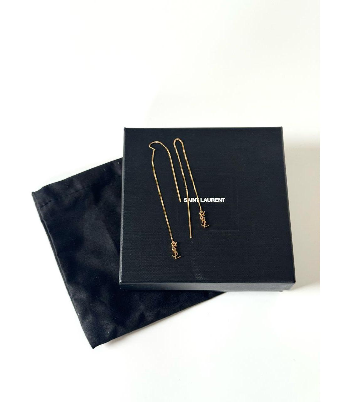 SAINT LAURENT Золотые латунные серьги, фото 4