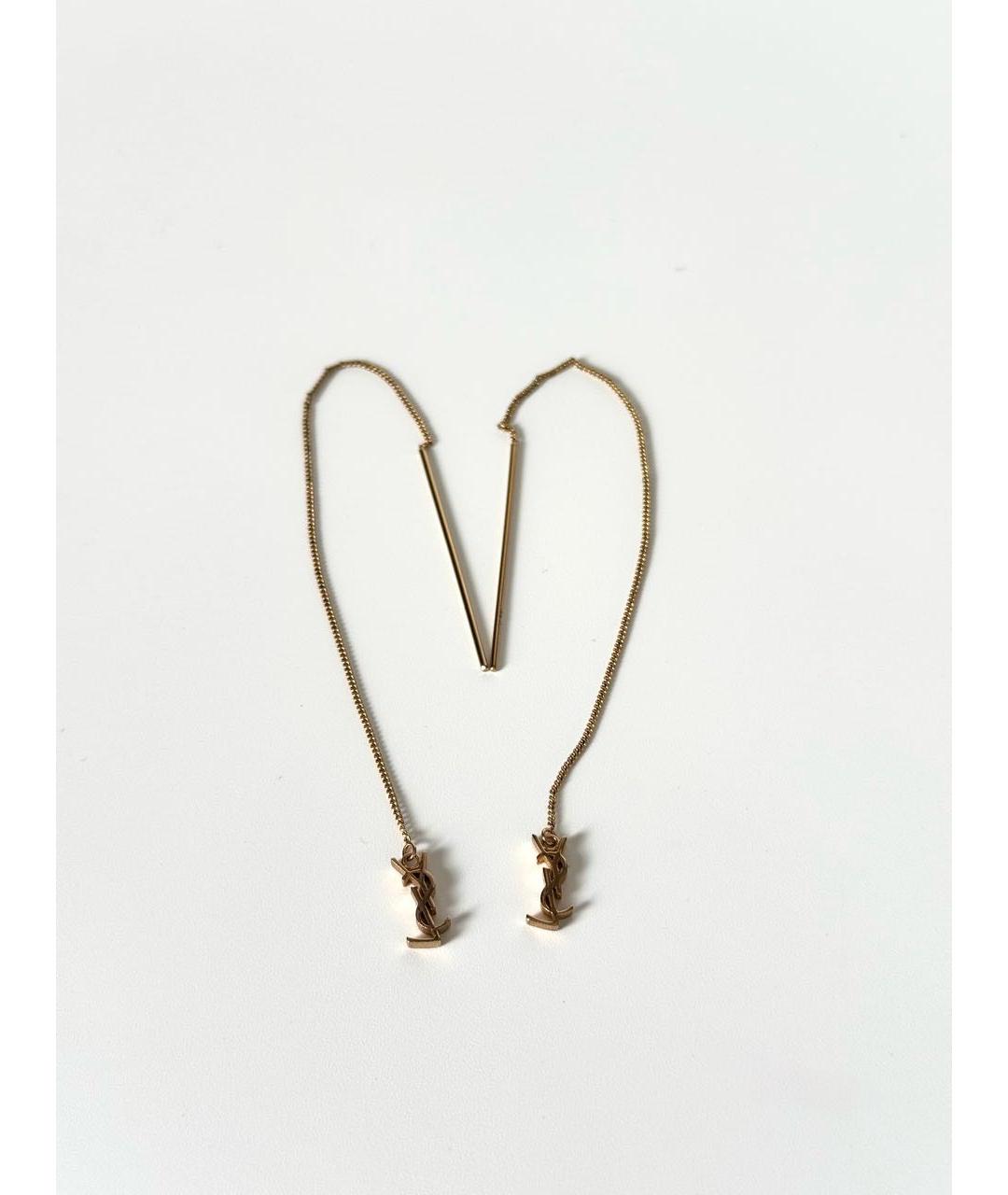 SAINT LAURENT Золотые латунные серьги, фото 2