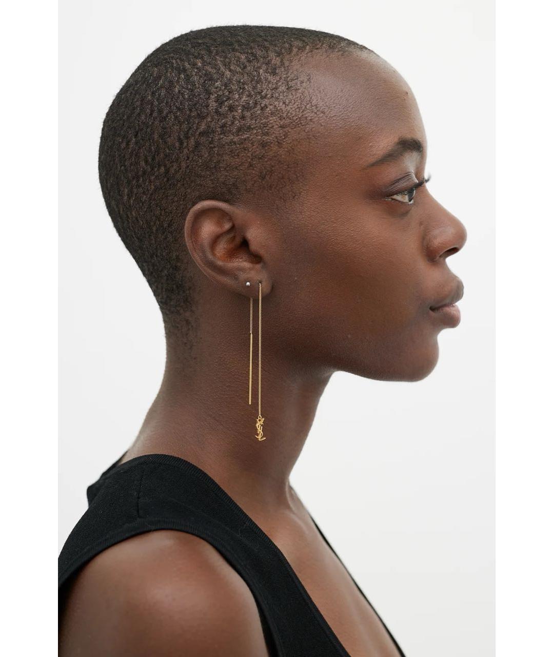 SAINT LAURENT Золотые латунные серьги, фото 6