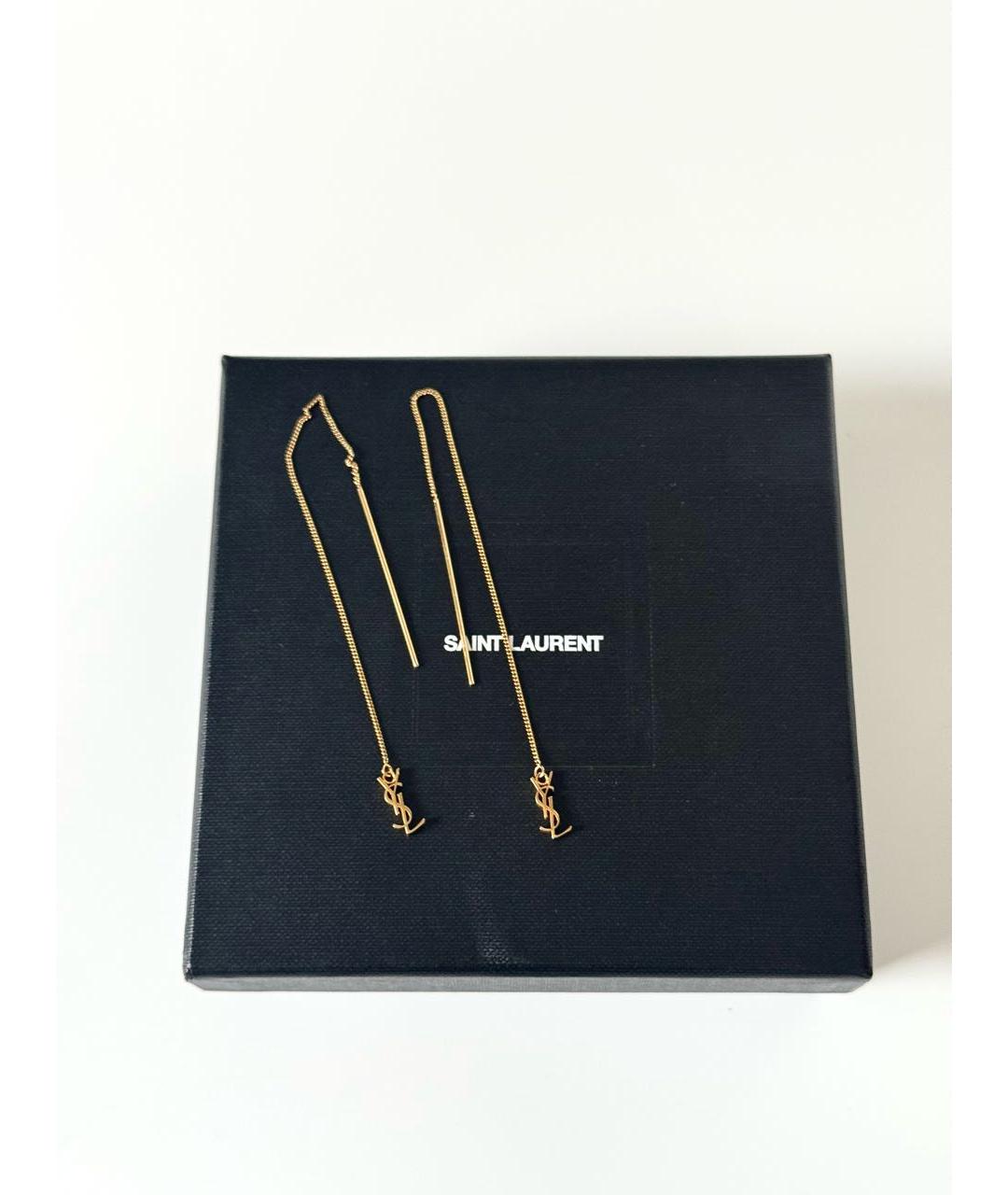 SAINT LAURENT Золотые латунные серьги, фото 5