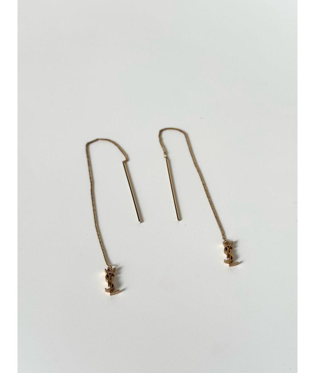 SAINT LAURENT Золотые латунные серьги, фото 7