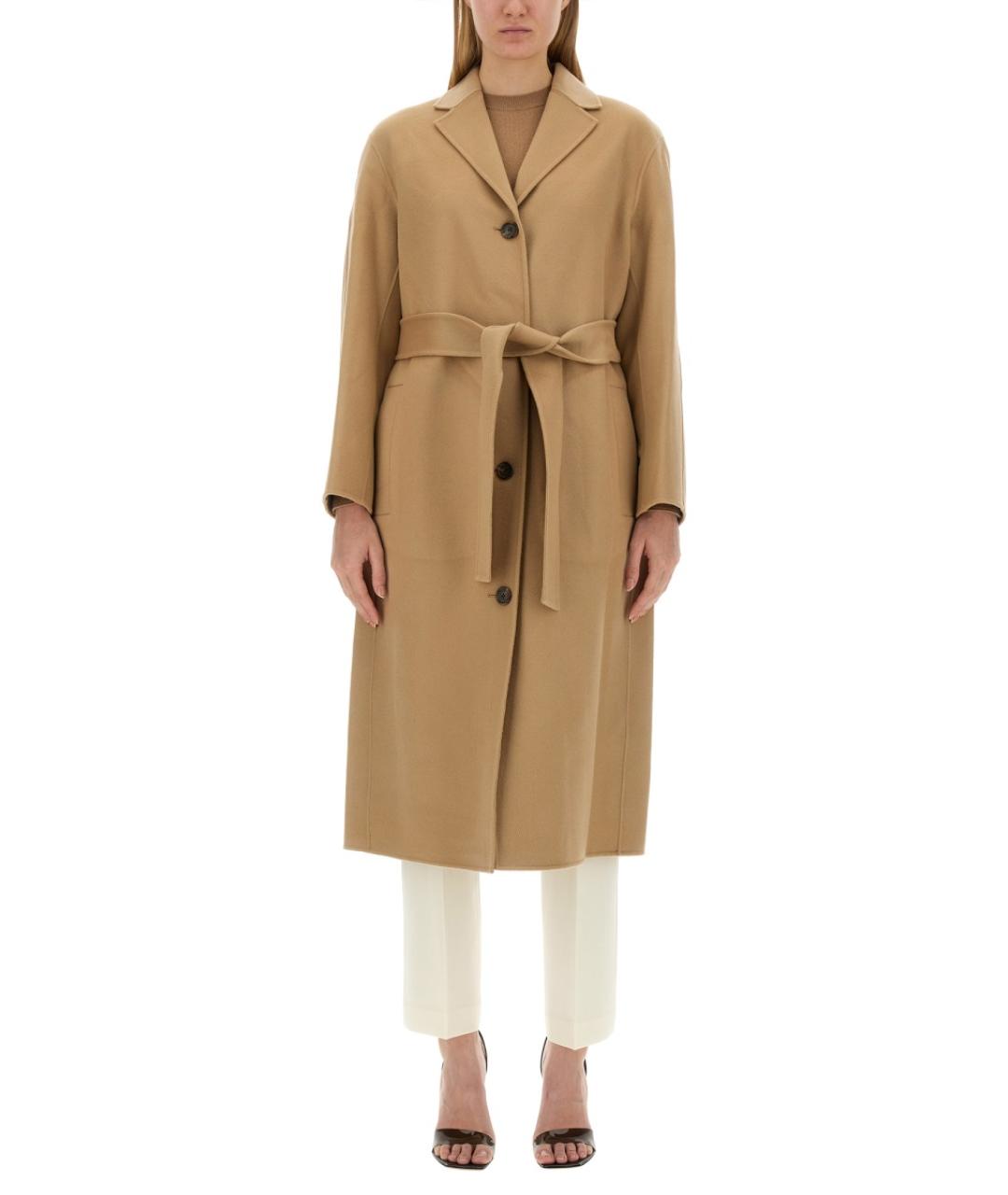 THEORY Бежевое шерстяное пальто, фото 1
