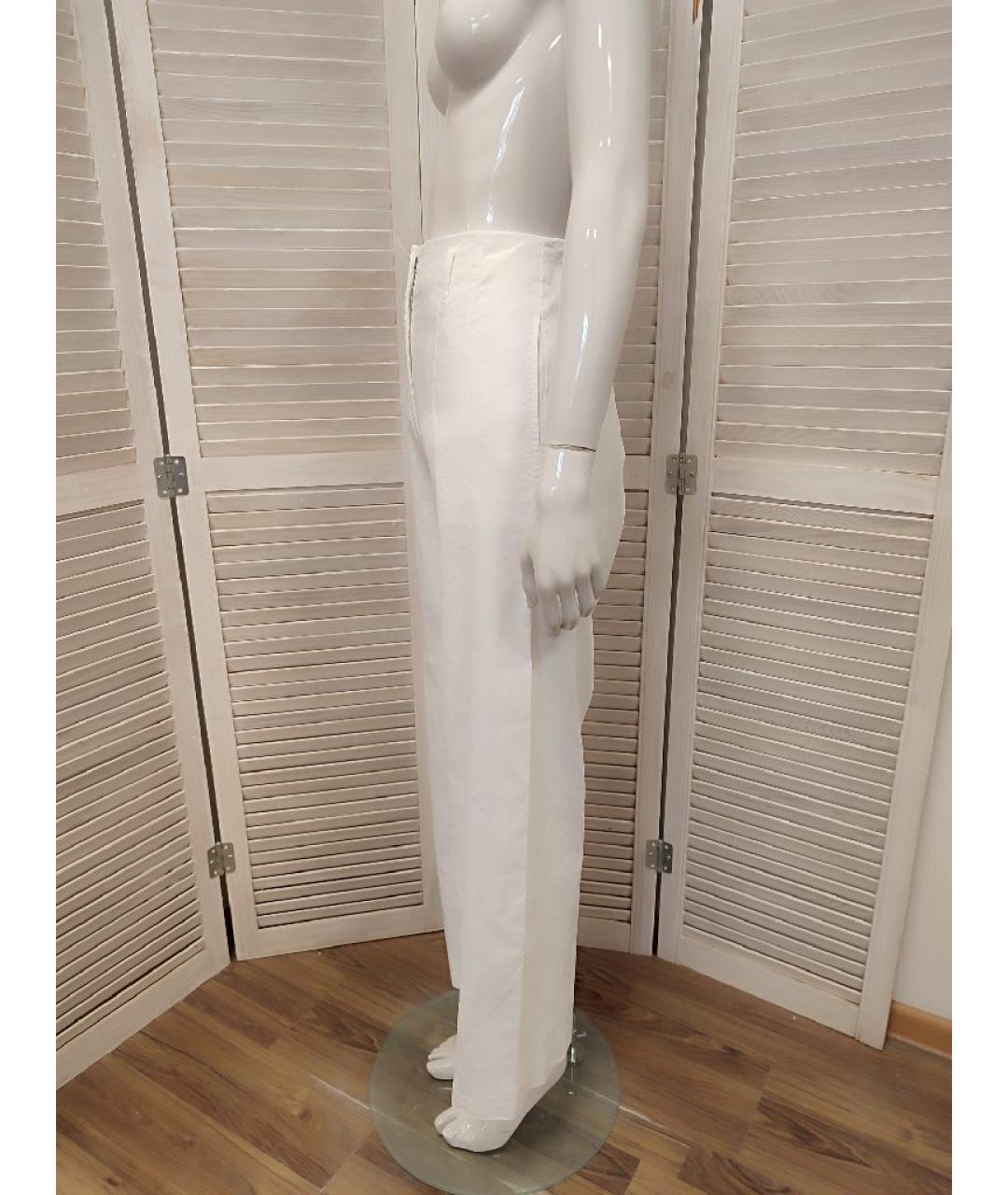 HUGO BOSS Белые льняные брюки широкие, фото 4