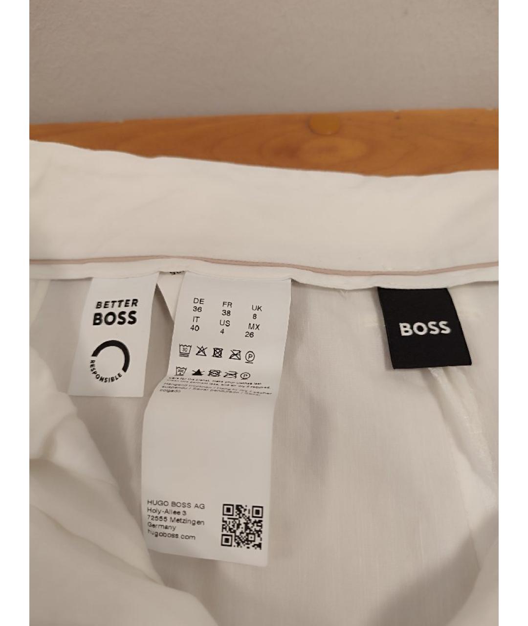 HUGO BOSS Белые льняные брюки широкие, фото 3