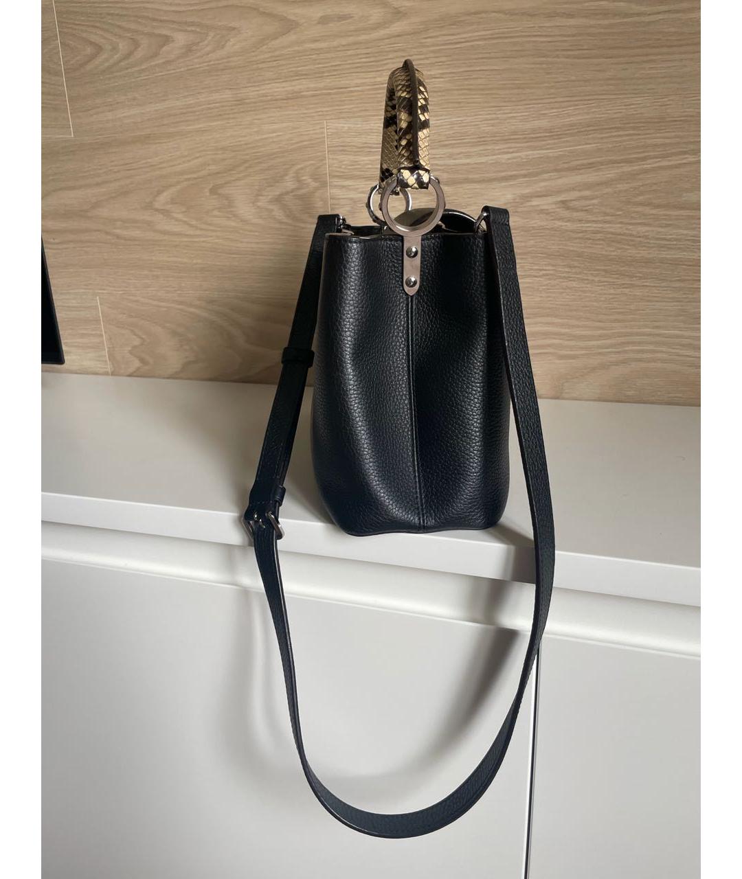 LOUIS VUITTON Черная кожаная сумка с короткими ручками, фото 6