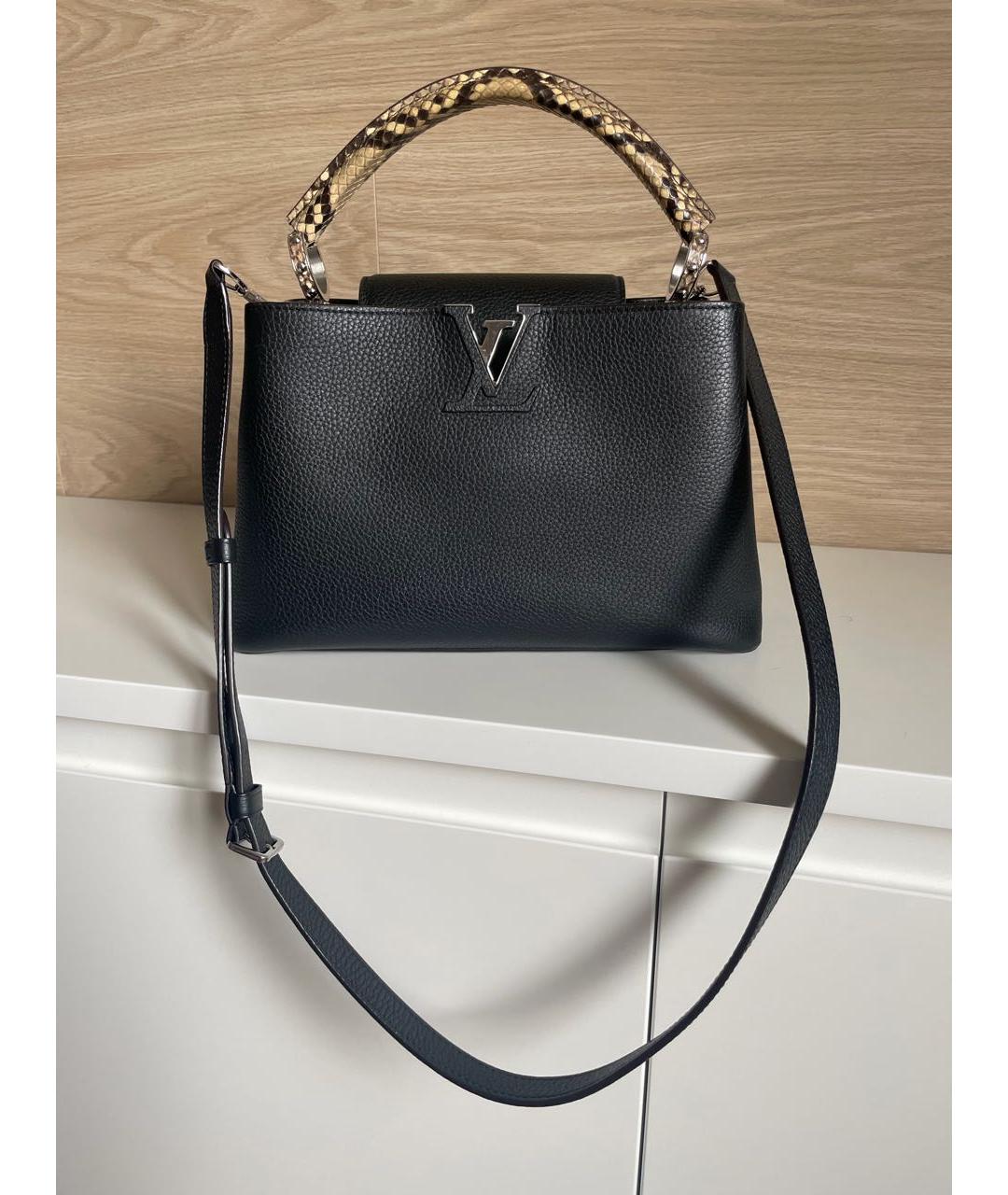 LOUIS VUITTON Черная кожаная сумка с короткими ручками, фото 5