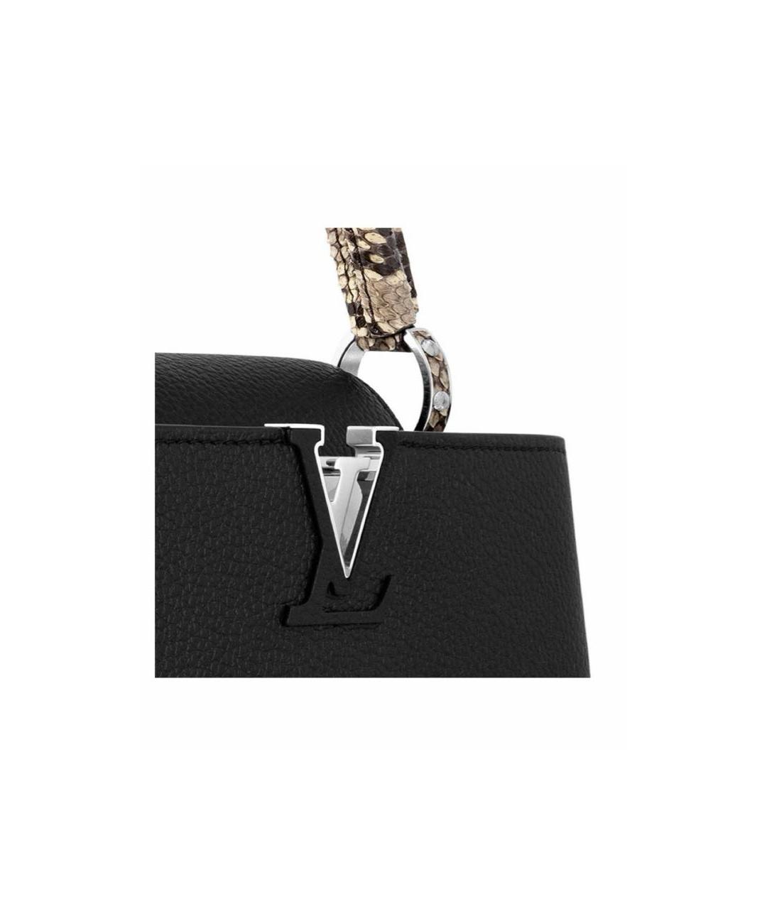 LOUIS VUITTON Черная кожаная сумка с короткими ручками, фото 4