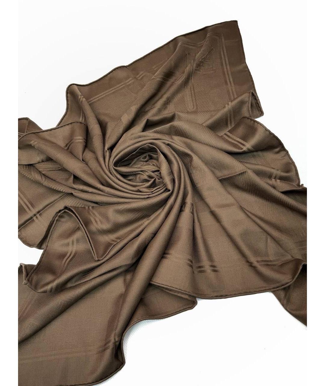 HERMES Коричневый кашемировый платок, фото 2