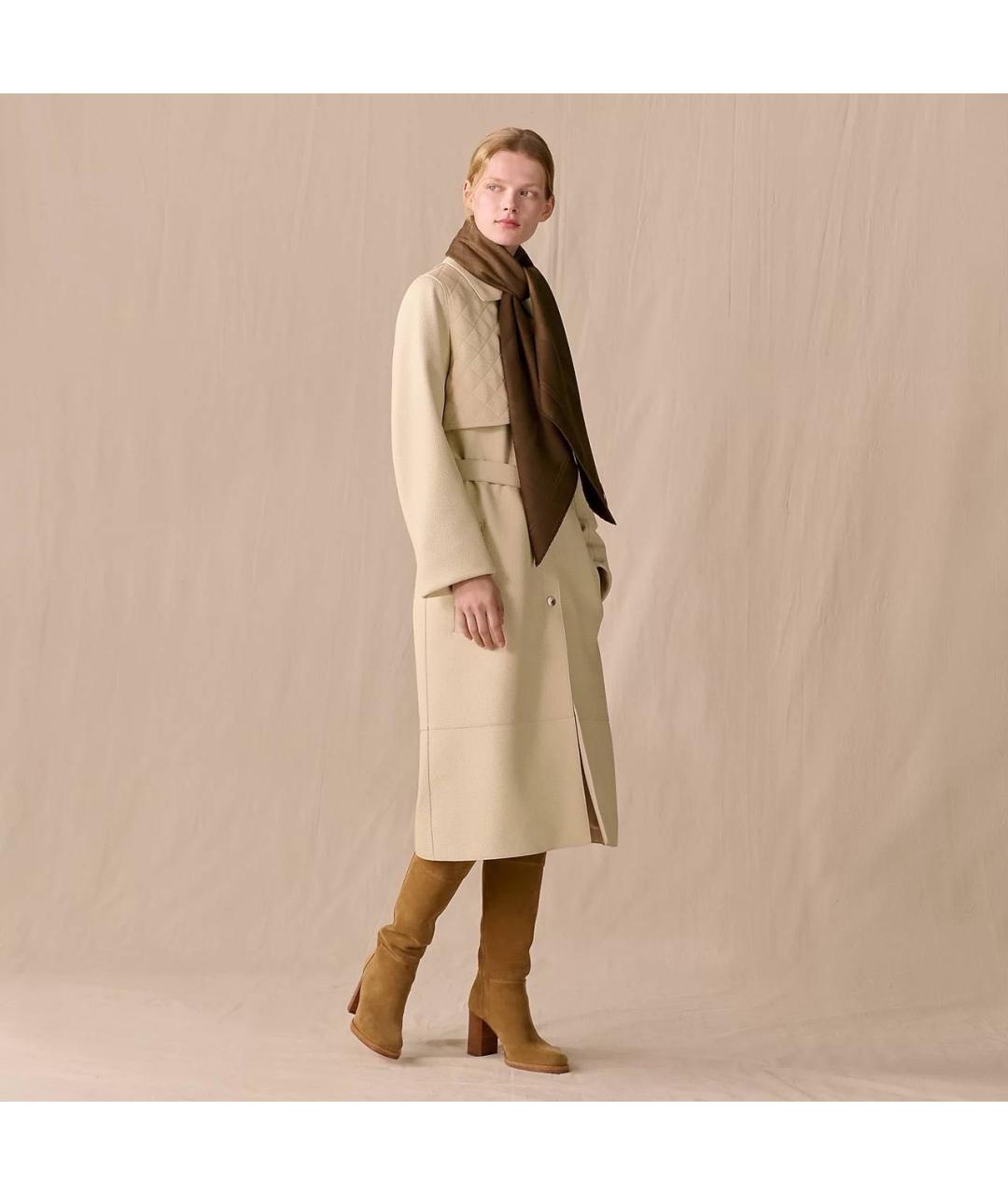 HERMES Коричневый кашемировый платок, фото 4