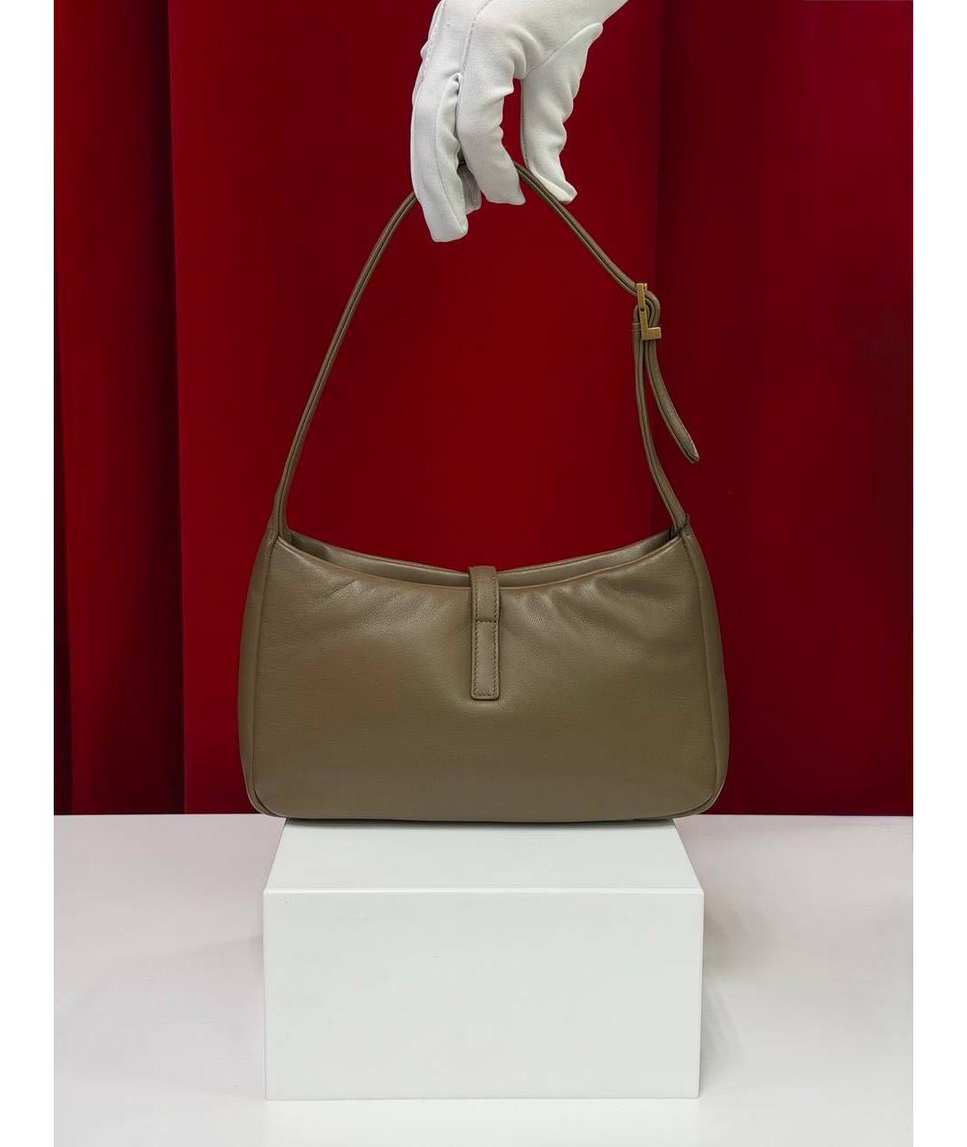 SAINT LAURENT Коричневая кожаная сумка через плечо, фото 5