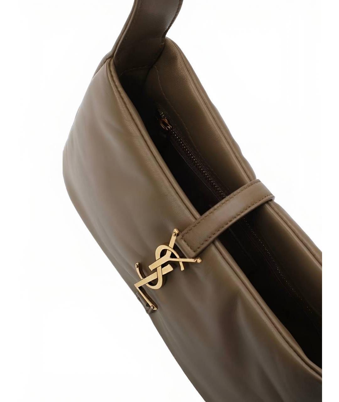 SAINT LAURENT Коричневая кожаная сумка через плечо, фото 3