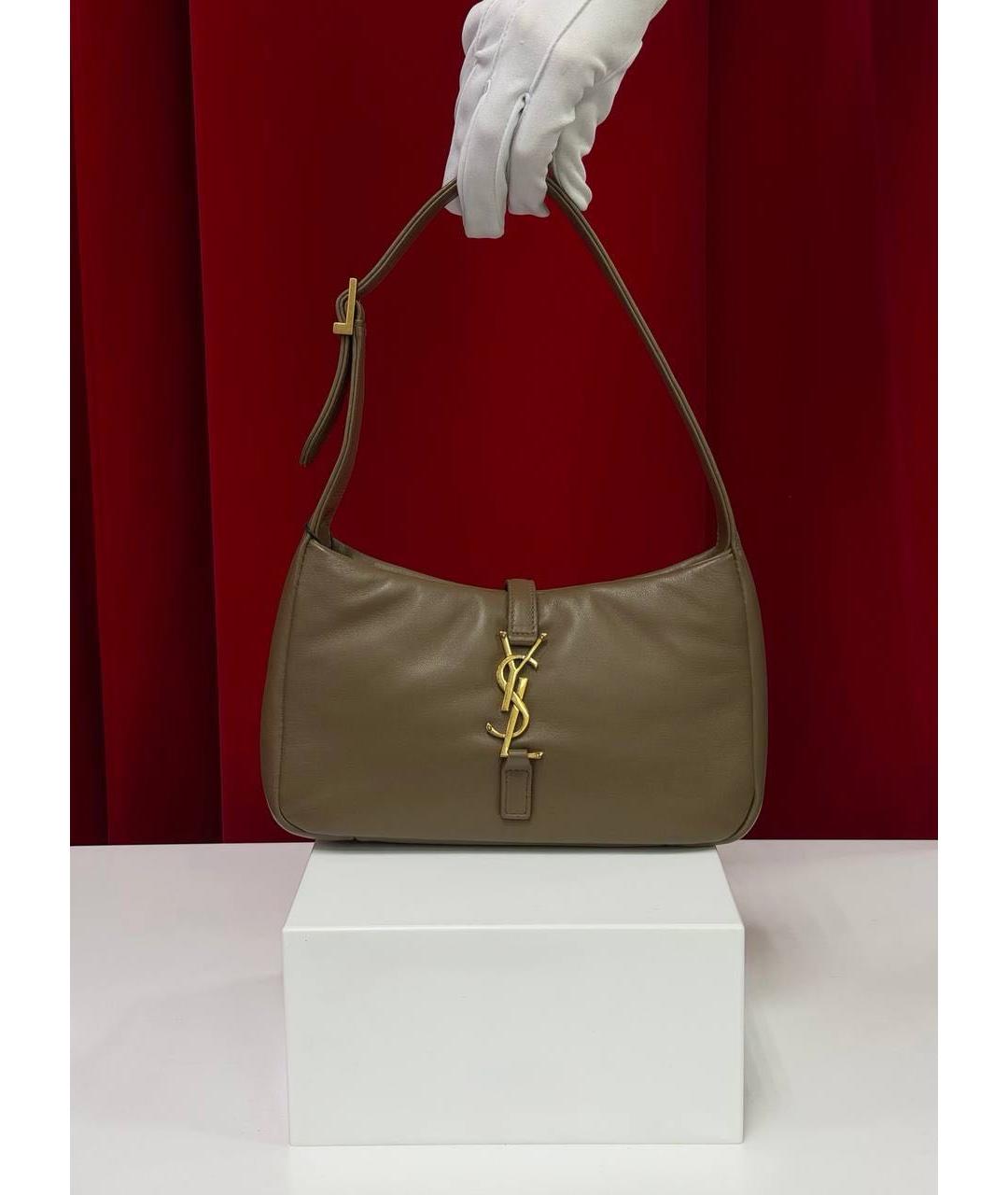 SAINT LAURENT Коричневая кожаная сумка через плечо, фото 4