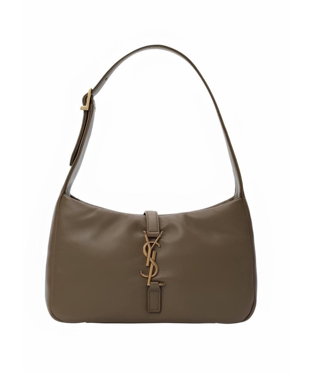SAINT LAURENT Коричневая кожаная сумка через плечо, фото 1