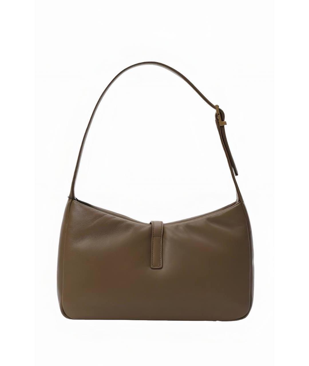 SAINT LAURENT Коричневая кожаная сумка через плечо, фото 2