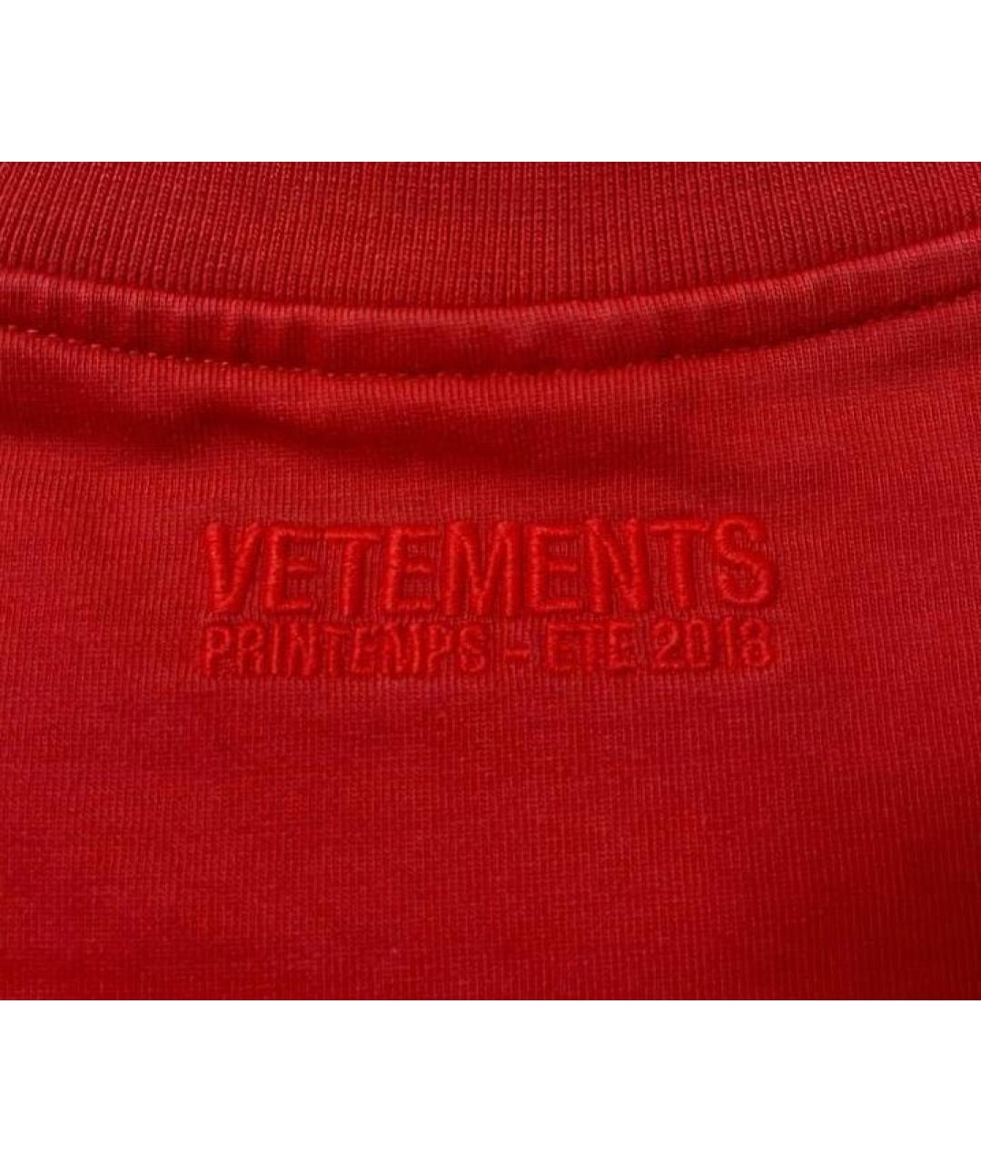 VETEMENTS Красная хлопковая футболка, фото 4