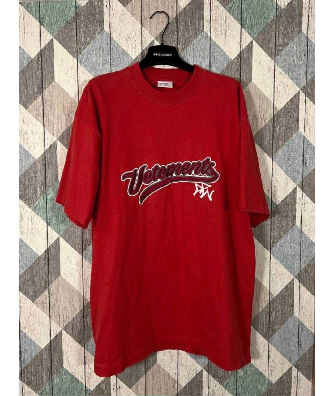 VETEMENTS Красная хлопковая футболка, фото 1