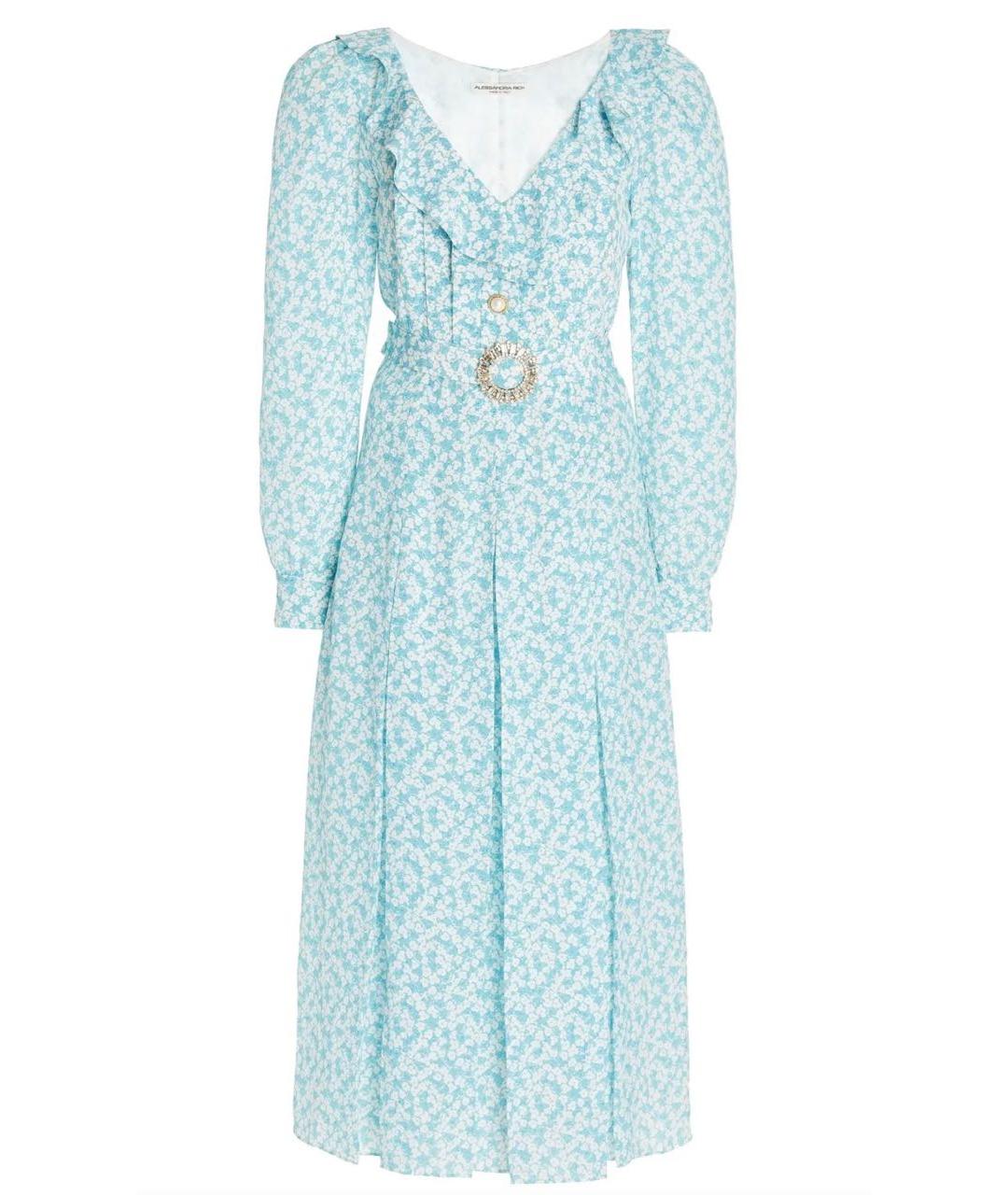 ALESSANDRA RICH Голубое шелковое повседневное платье, фото 1