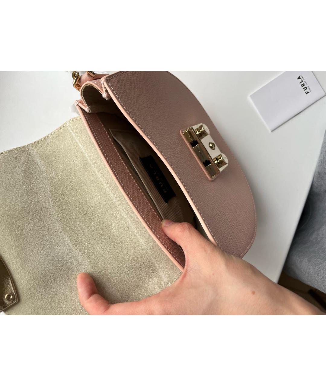 FURLA Розовая кожаная сумка через плечо, фото 4