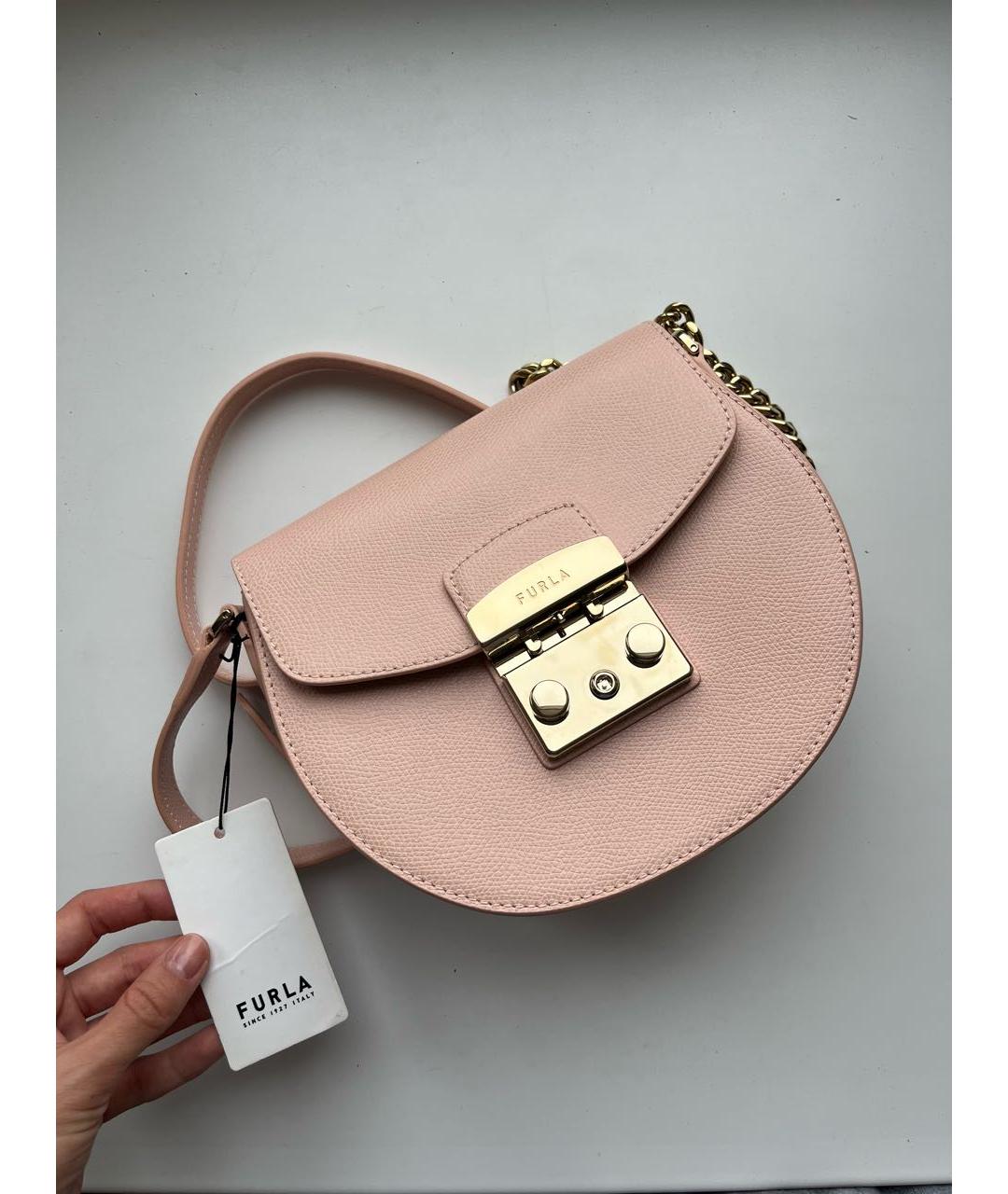 FURLA Розовая кожаная сумка через плечо, фото 7