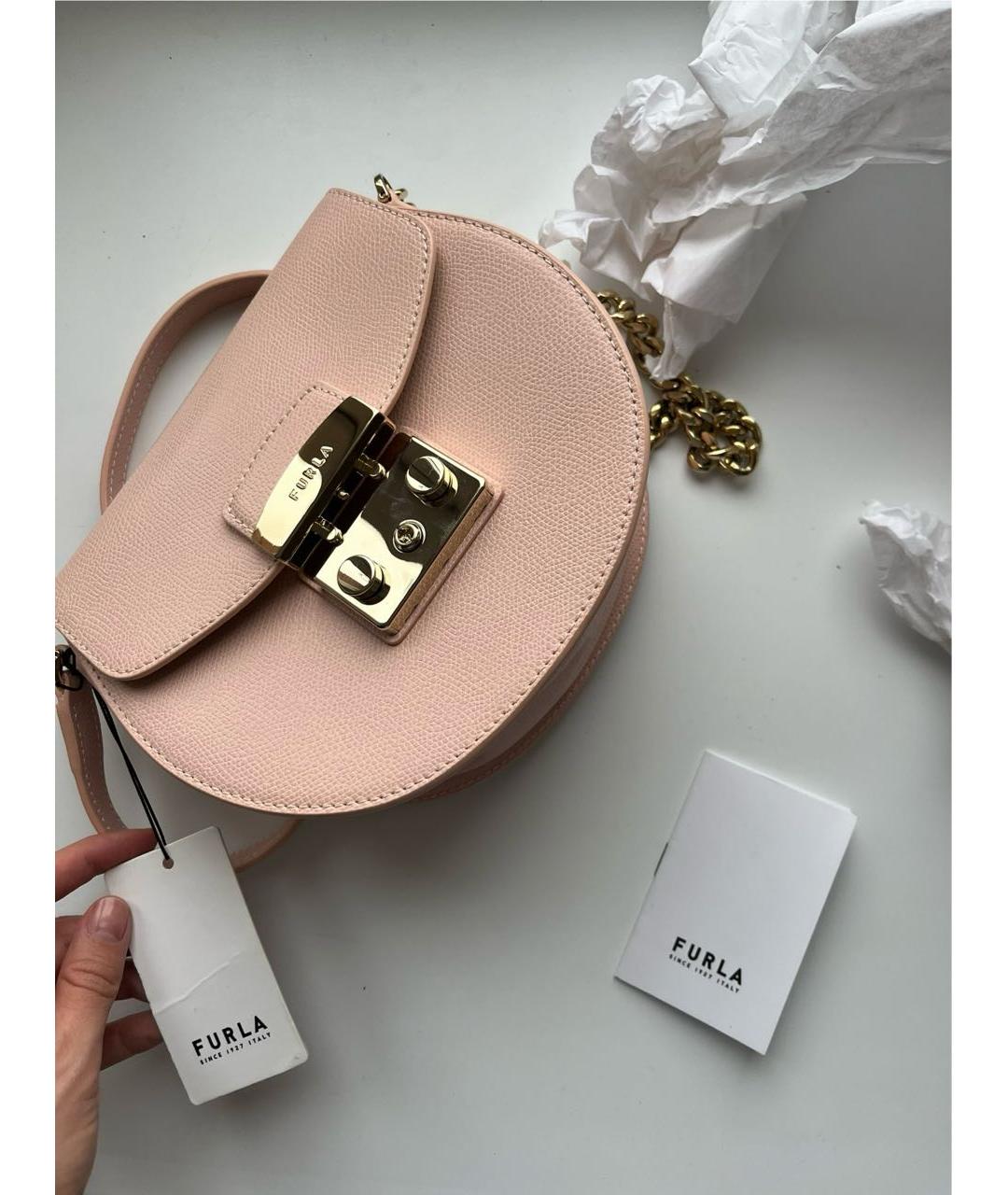 FURLA Розовая кожаная сумка через плечо, фото 3