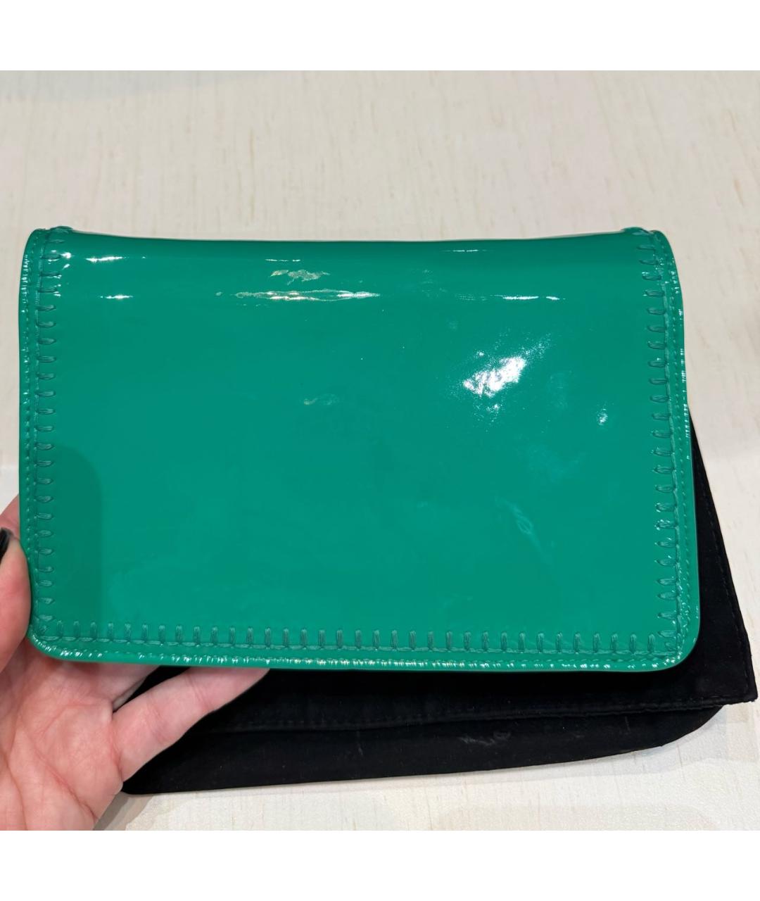 CHANEL Бирюзовая сумка через плечо из лакированной кожи, фото 3