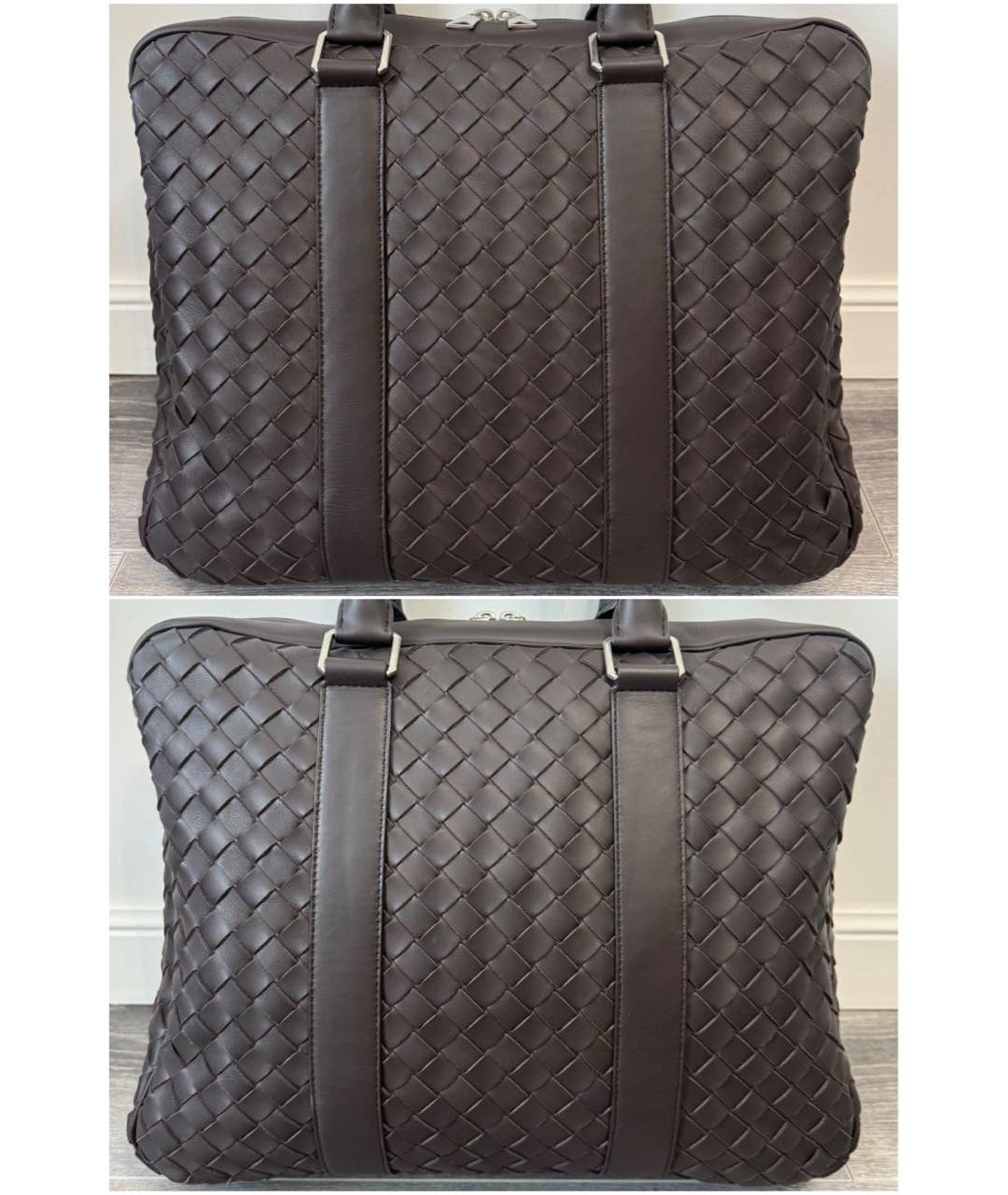 BOTTEGA VENETA Коричневый кожаный портфель, фото 2