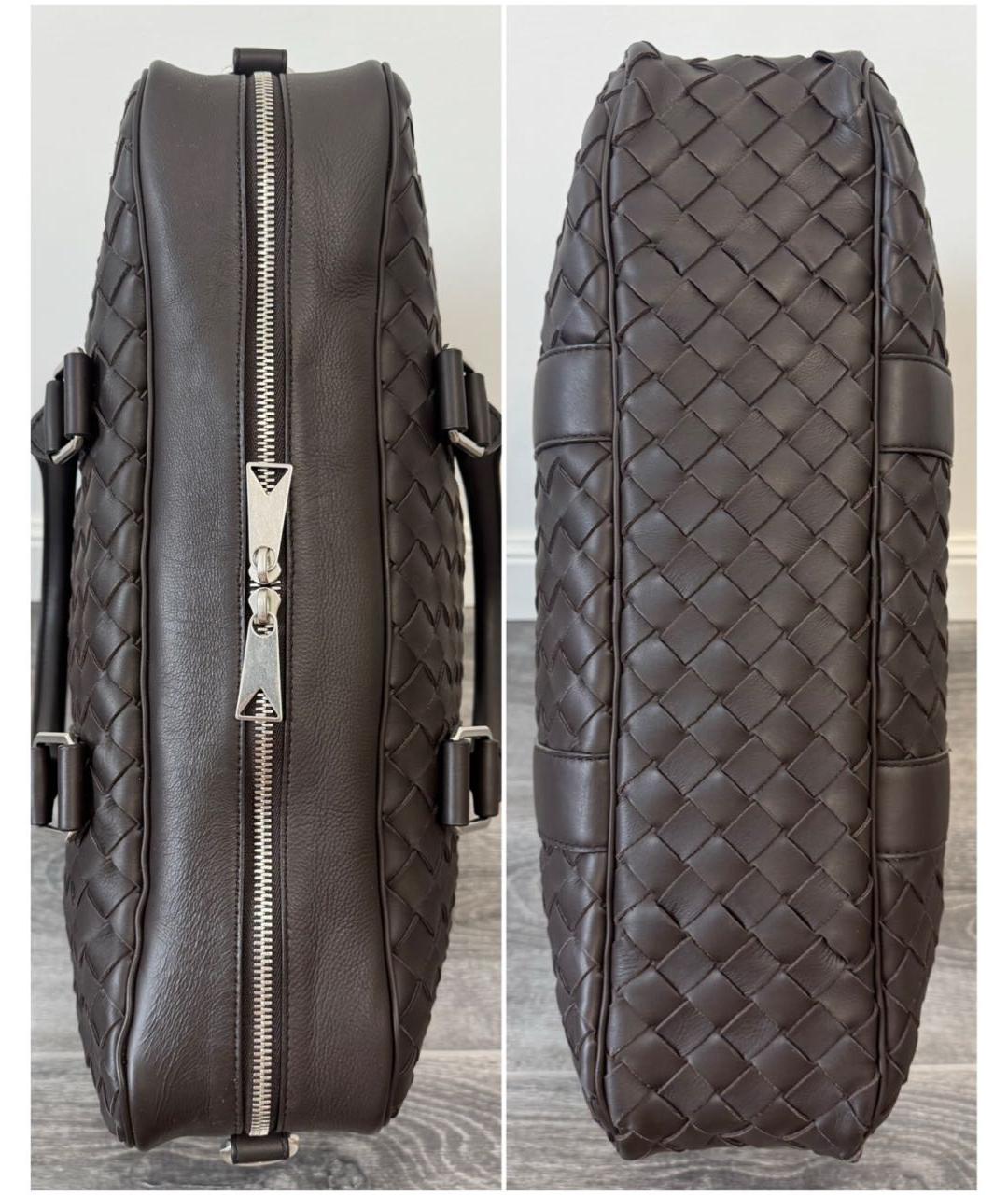 BOTTEGA VENETA Коричневый кожаный портфель, фото 3