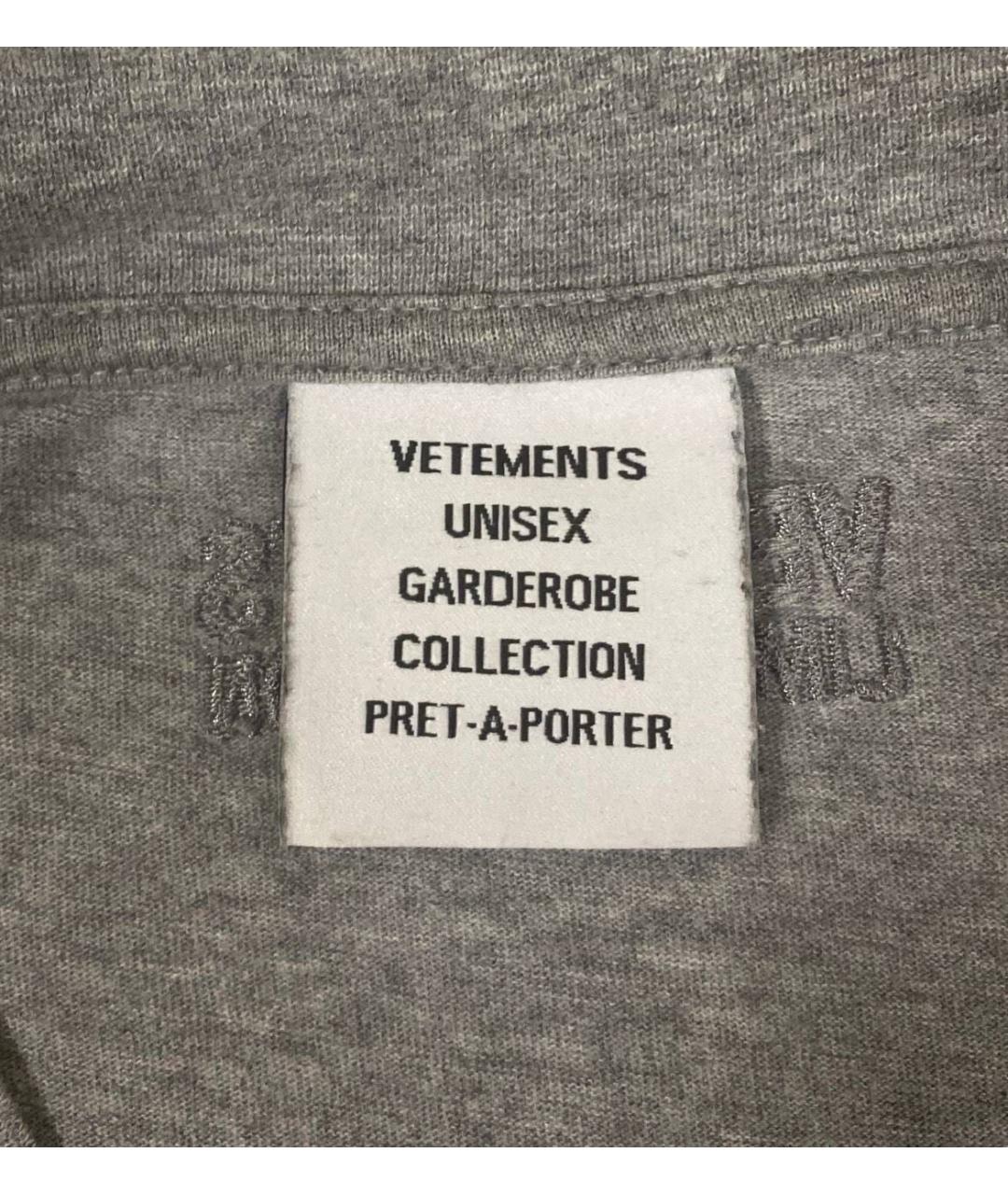 VETEMENTS Серая хлопковая футболка, фото 5