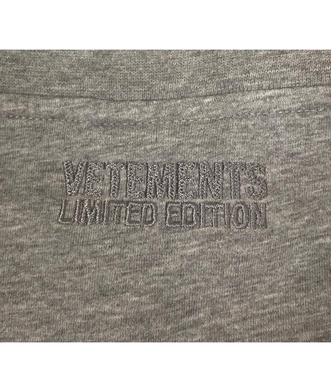 VETEMENTS Серая хлопковая футболка, фото 4