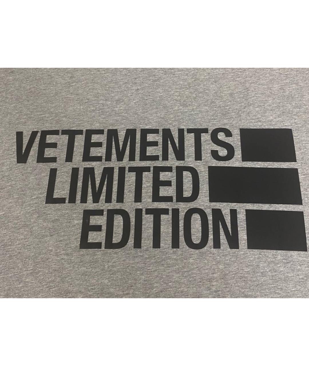 VETEMENTS Серая хлопковая футболка, фото 3