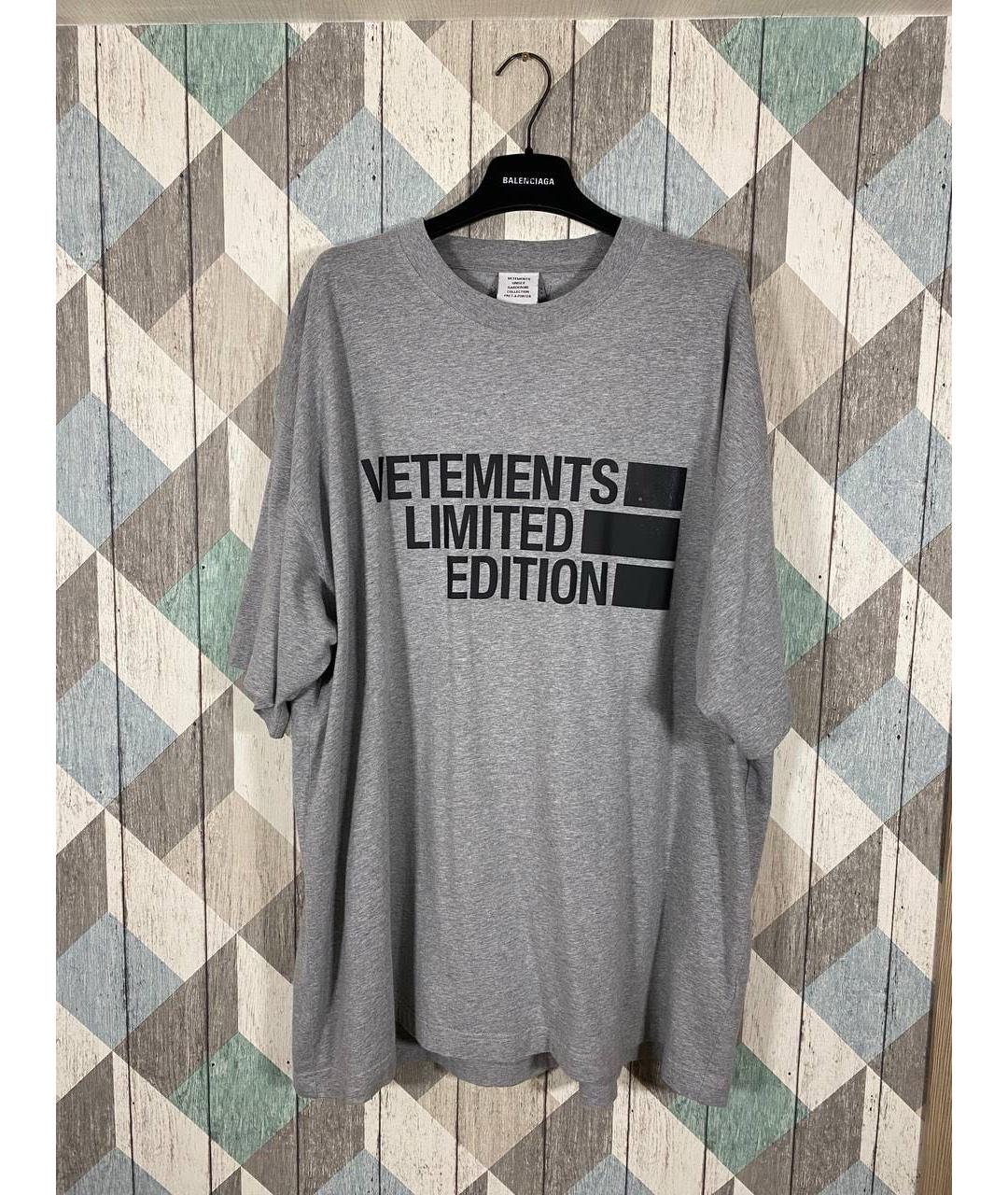 VETEMENTS Серая хлопковая футболка, фото 6