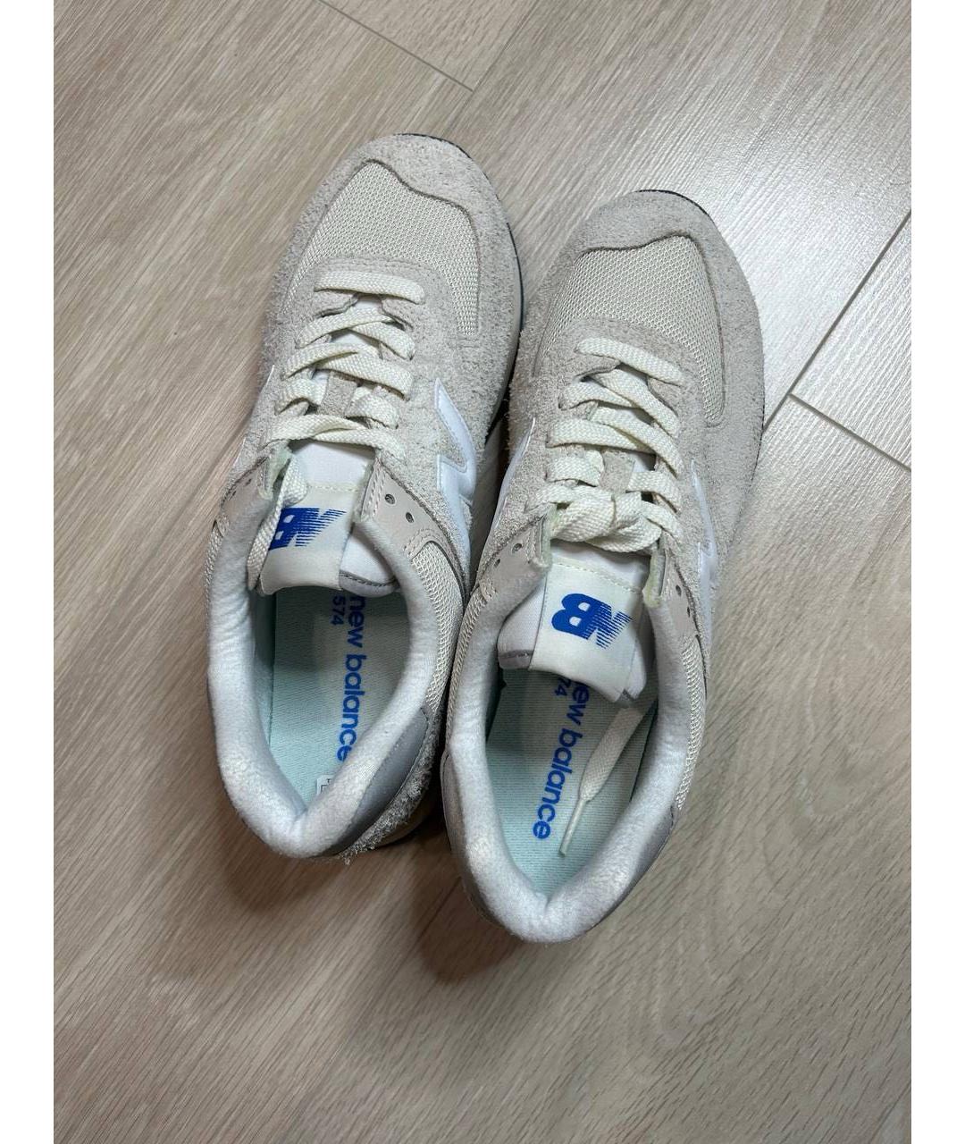 NEW BALANCE Бежевые нубуковые низкие кроссовки / кеды, фото 2