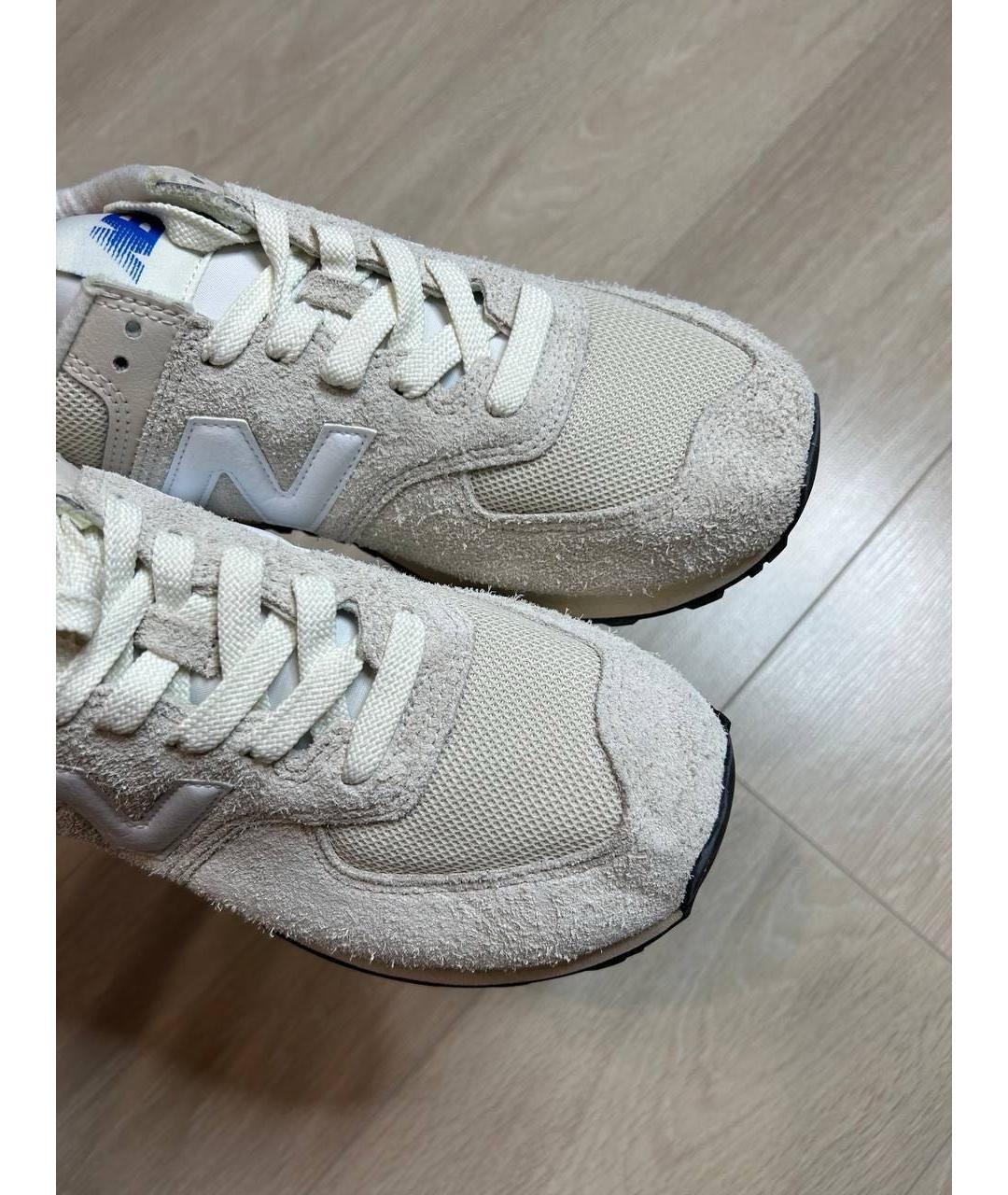 NEW BALANCE Бежевые нубуковые низкие кроссовки / кеды, фото 3