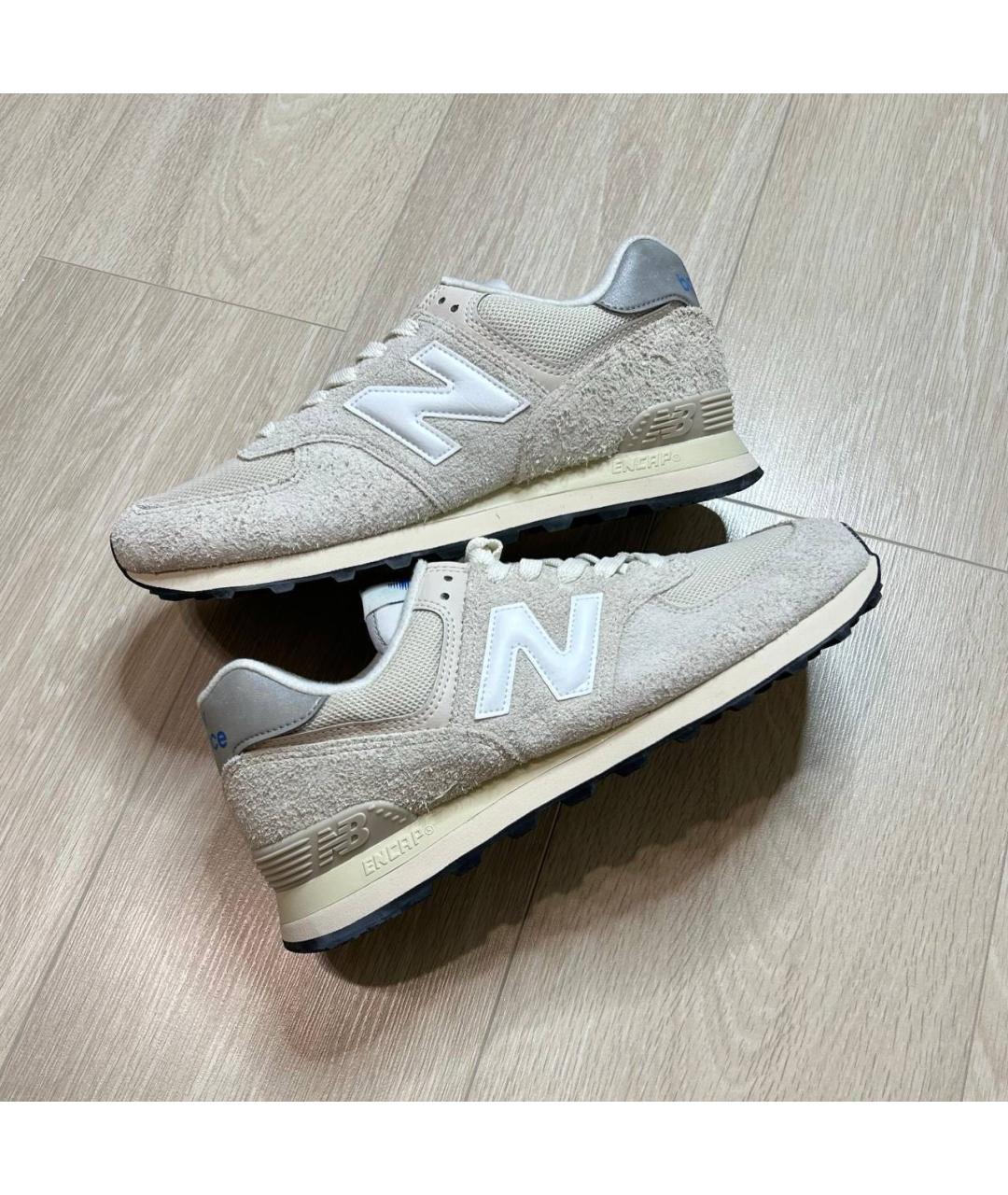 NEW BALANCE Бежевые нубуковые низкие кроссовки / кеды, фото 9