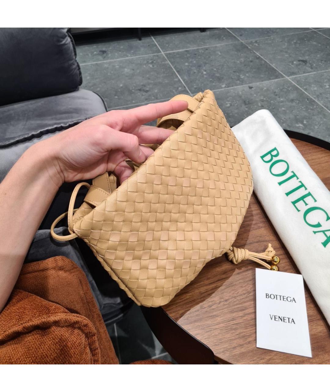 BOTTEGA VENETA Бежевая кожаная сумка через плечо, фото 4