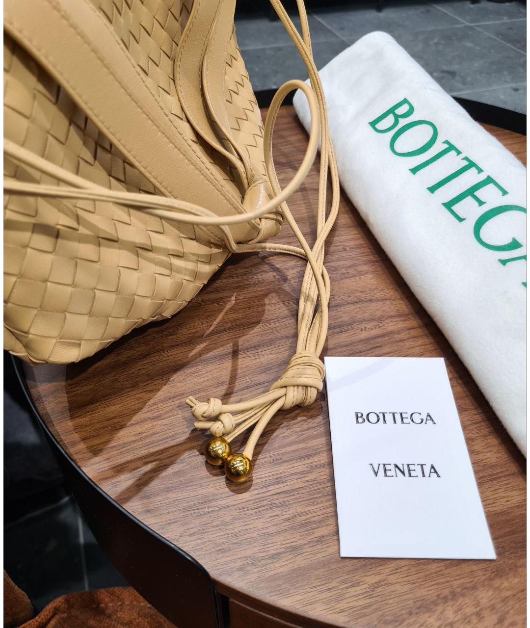 BOTTEGA VENETA Бежевая кожаная сумка через плечо, фото 3