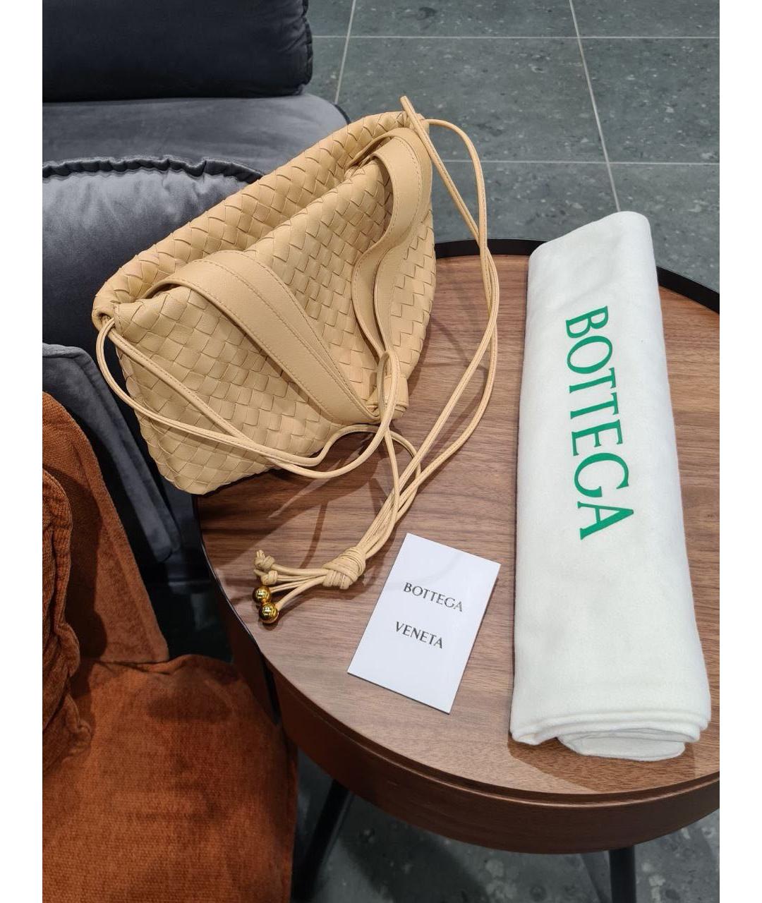 BOTTEGA VENETA Бежевая кожаная сумка через плечо, фото 2