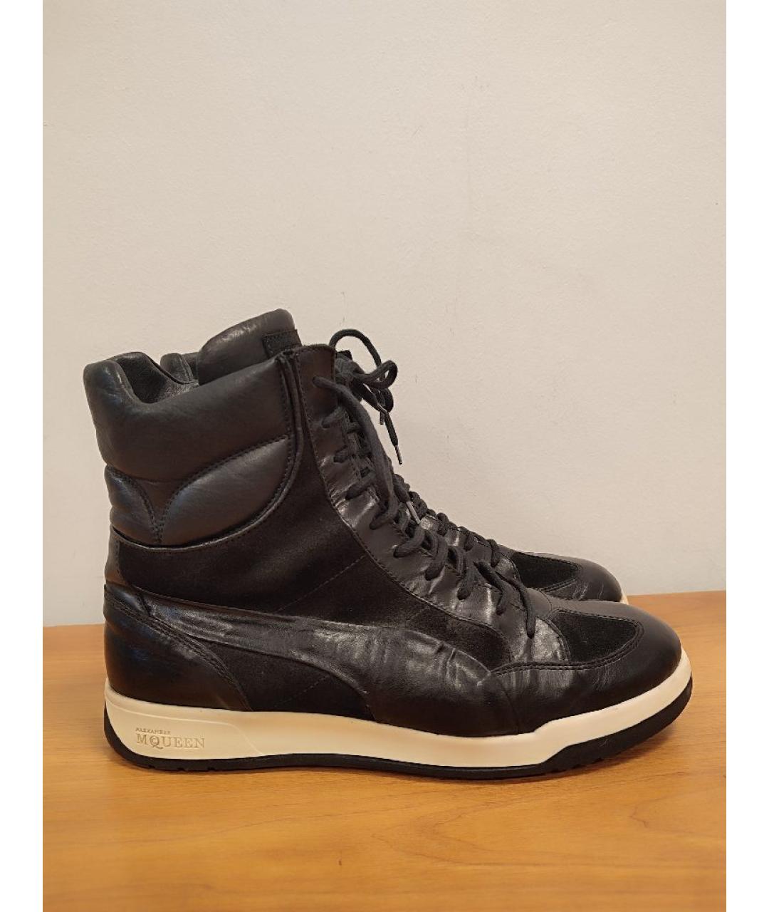 ALEXANDER MCQUEEN Черные кожаные высокие ботинки, фото 9