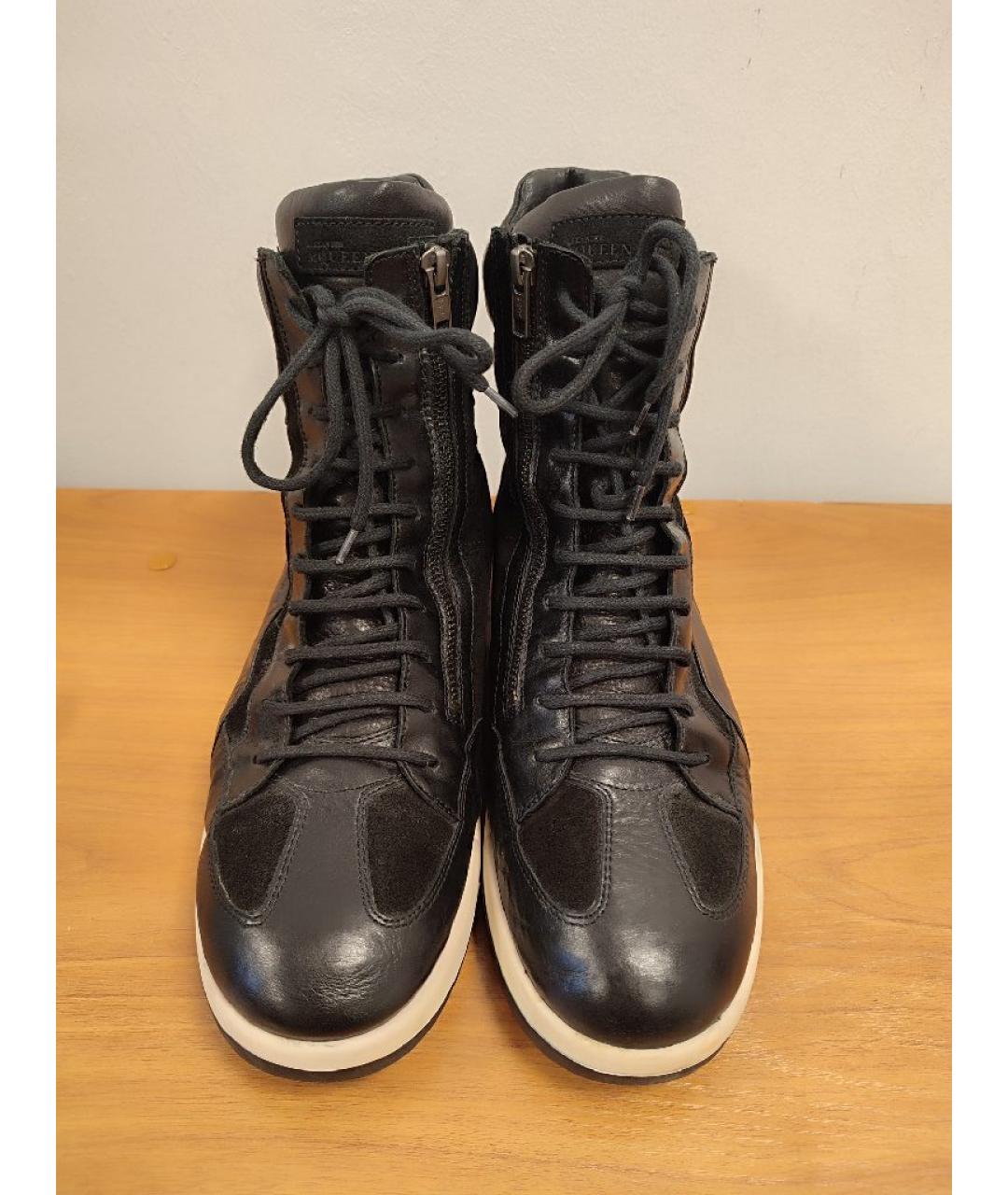 ALEXANDER MCQUEEN Черные кожаные высокие ботинки, фото 2