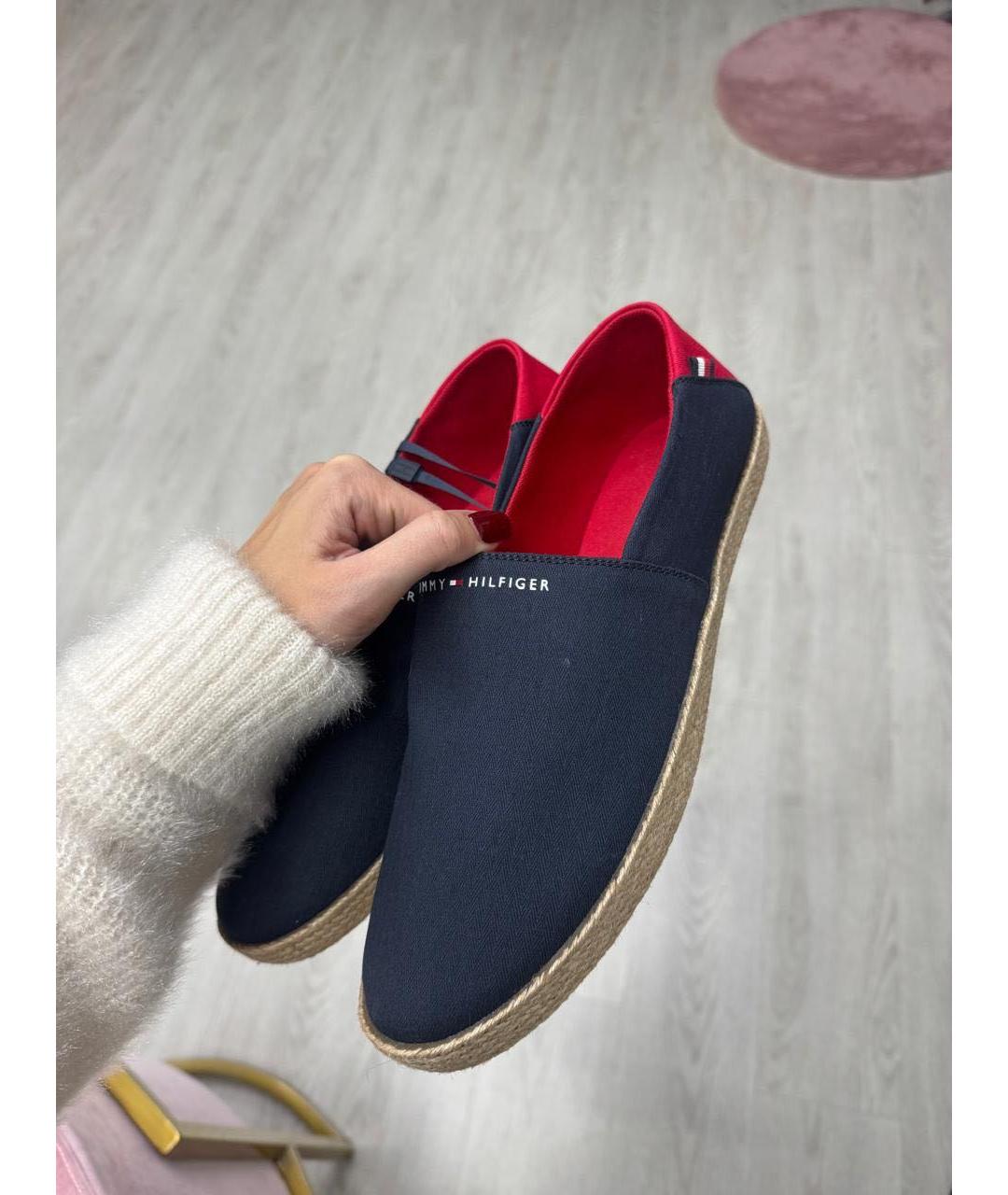 TOMMY HILFIGER Темно-синие текстильные лоферы, фото 4