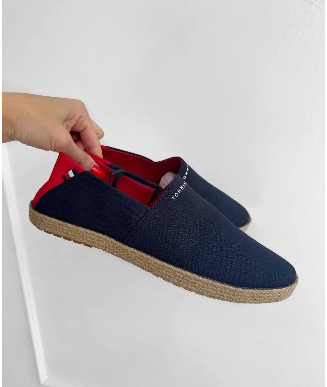 TOMMY HILFIGER Темно-синие текстильные лоферы, фото 2