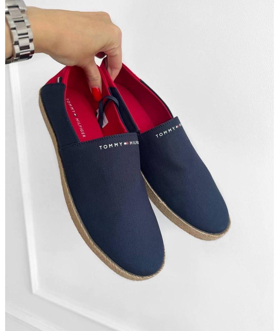 TOMMY HILFIGER Темно-синие текстильные лоферы, фото 3