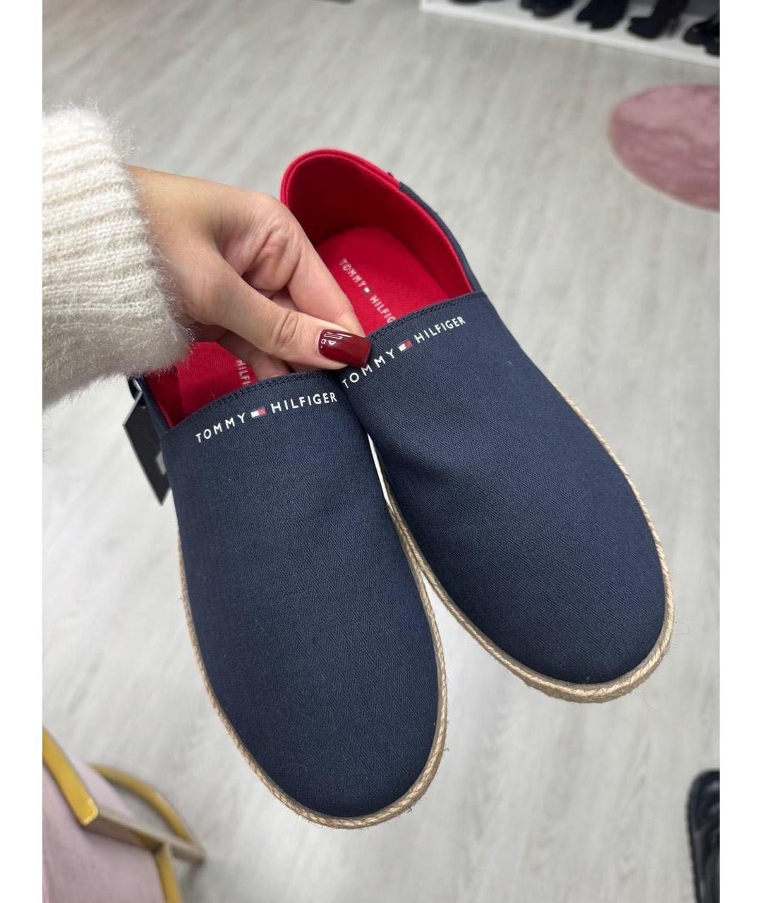 TOMMY HILFIGER Темно-синие текстильные лоферы, фото 5