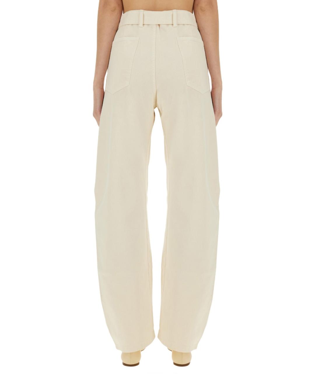 LEMAIRE Белые хлопковые прямые брюки, фото 3