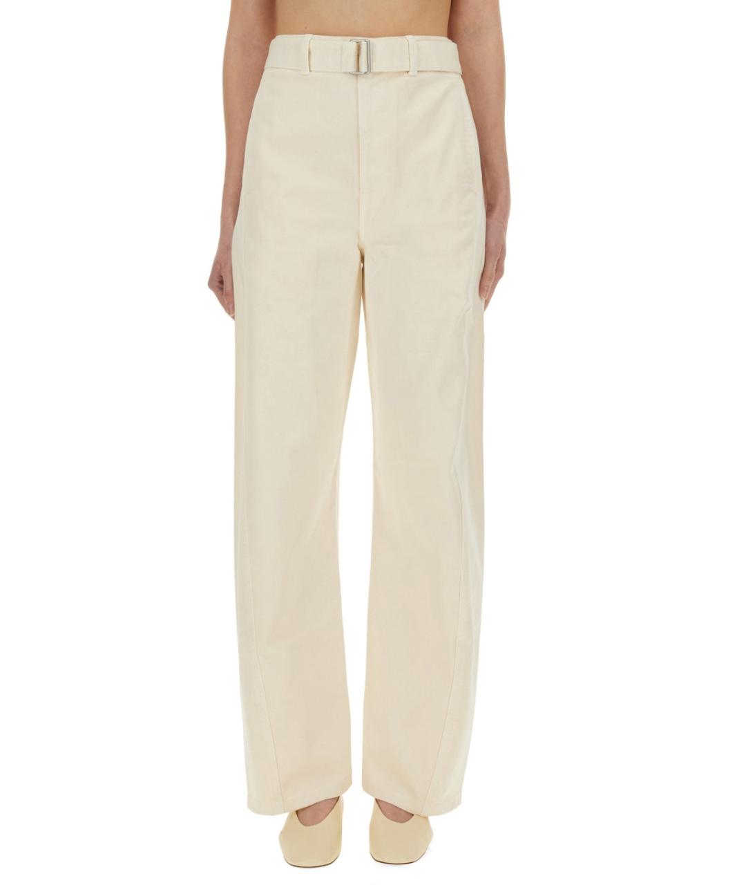 LEMAIRE Белые хлопковые прямые брюки, фото 1