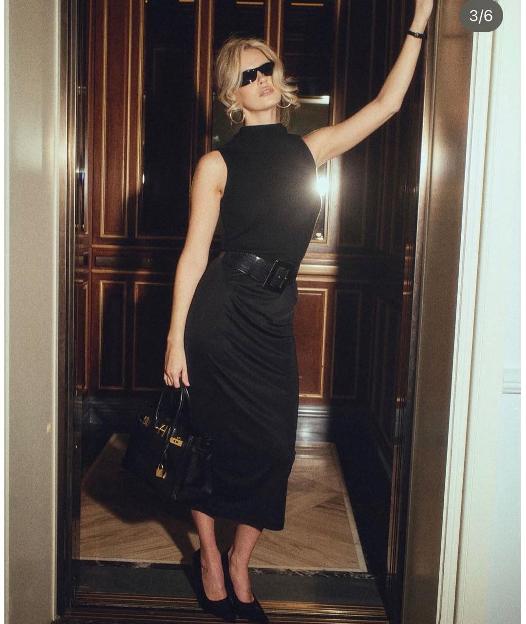 PERVERT Черная шелковая юбка миди, фото 4