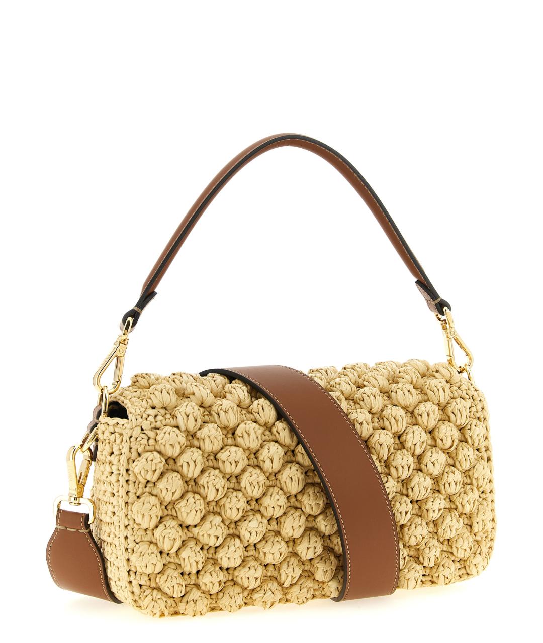 FENDI Бежевая кожаная сумка через плечо, фото 2