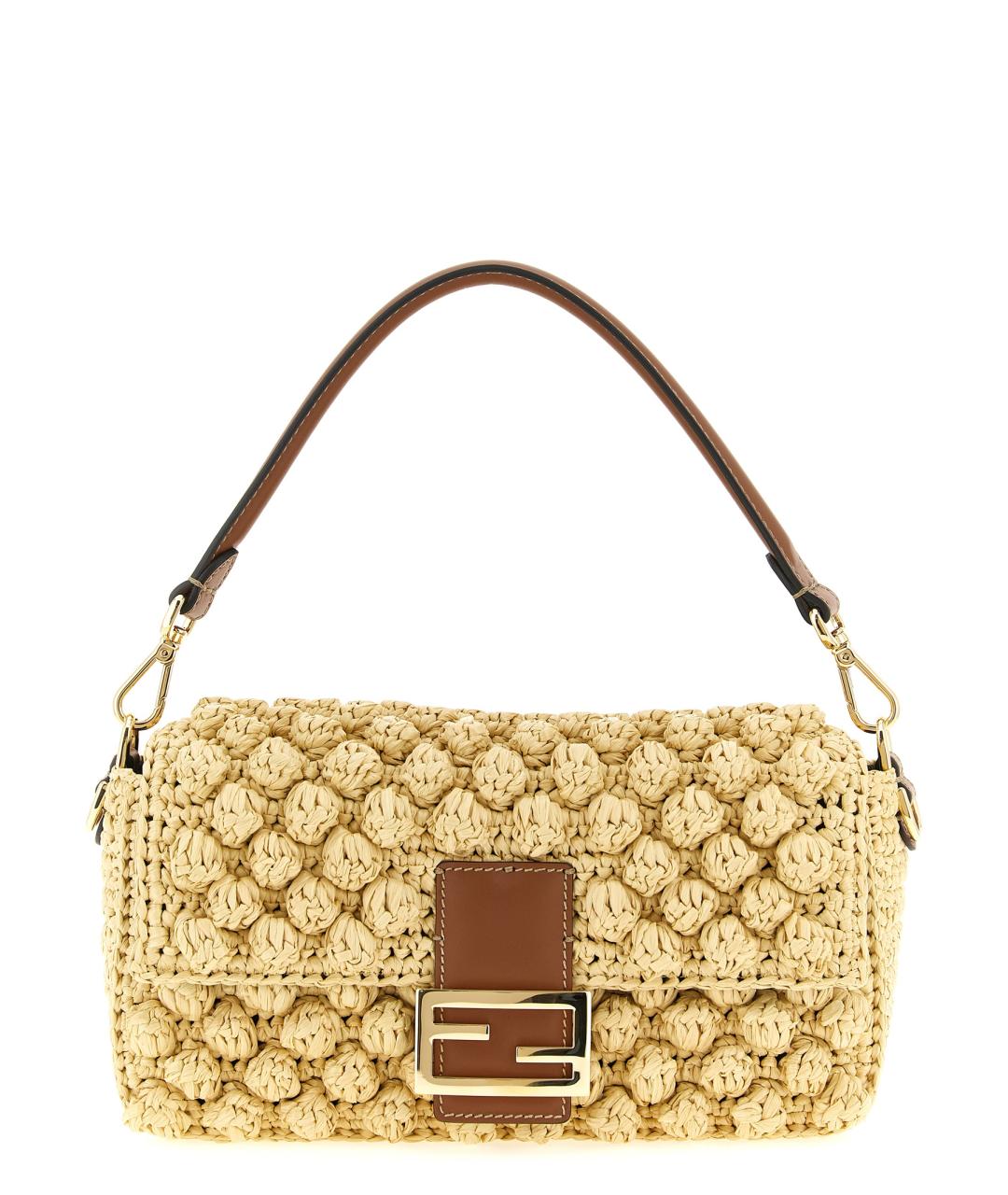 FENDI Бежевая кожаная сумка через плечо, фото 1