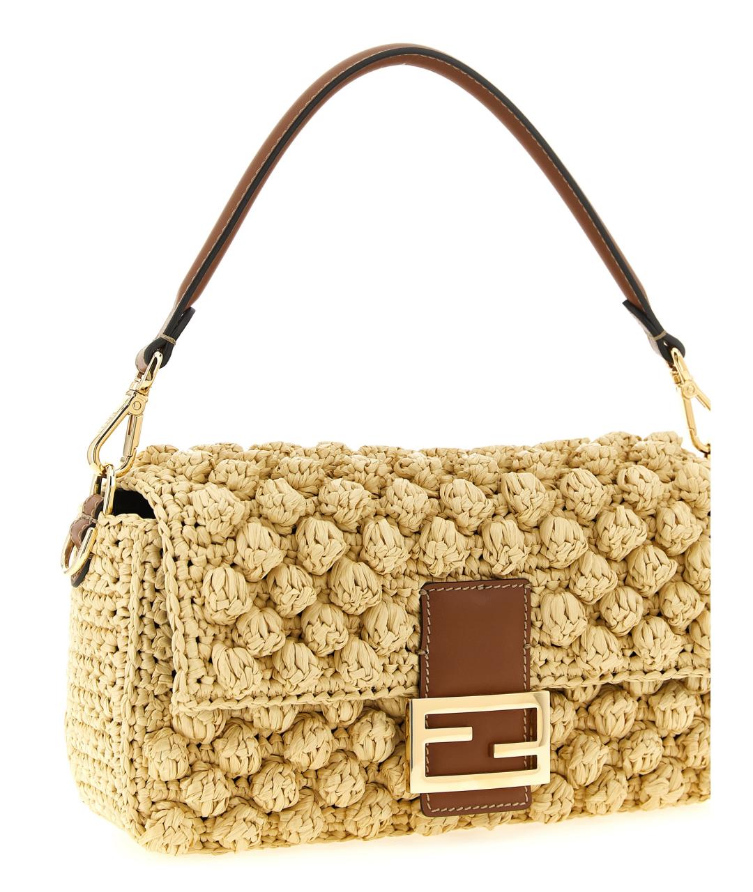 FENDI Бежевая кожаная сумка через плечо, фото 3