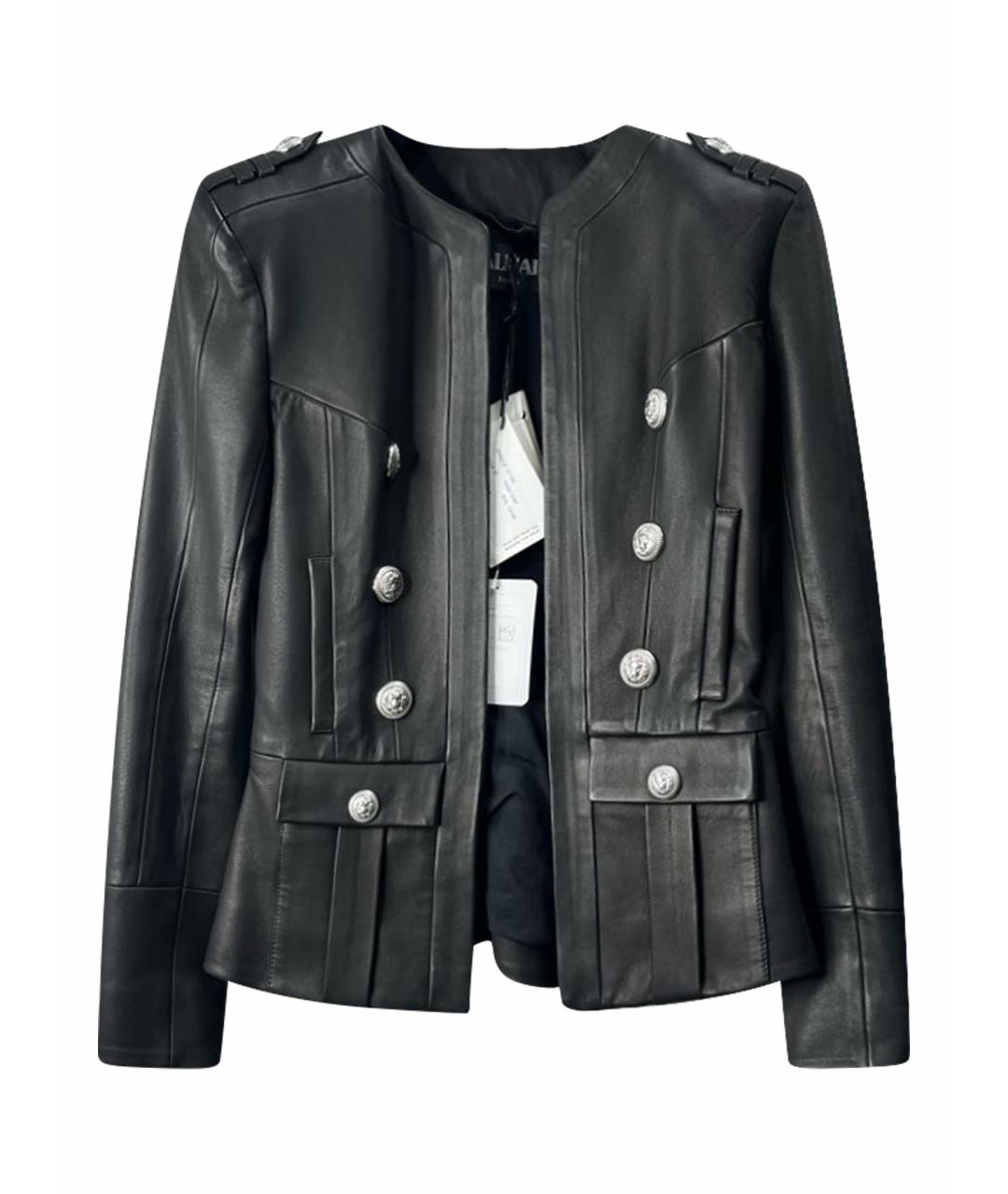 BALMAIN Черный кожаный жилет, фото 1